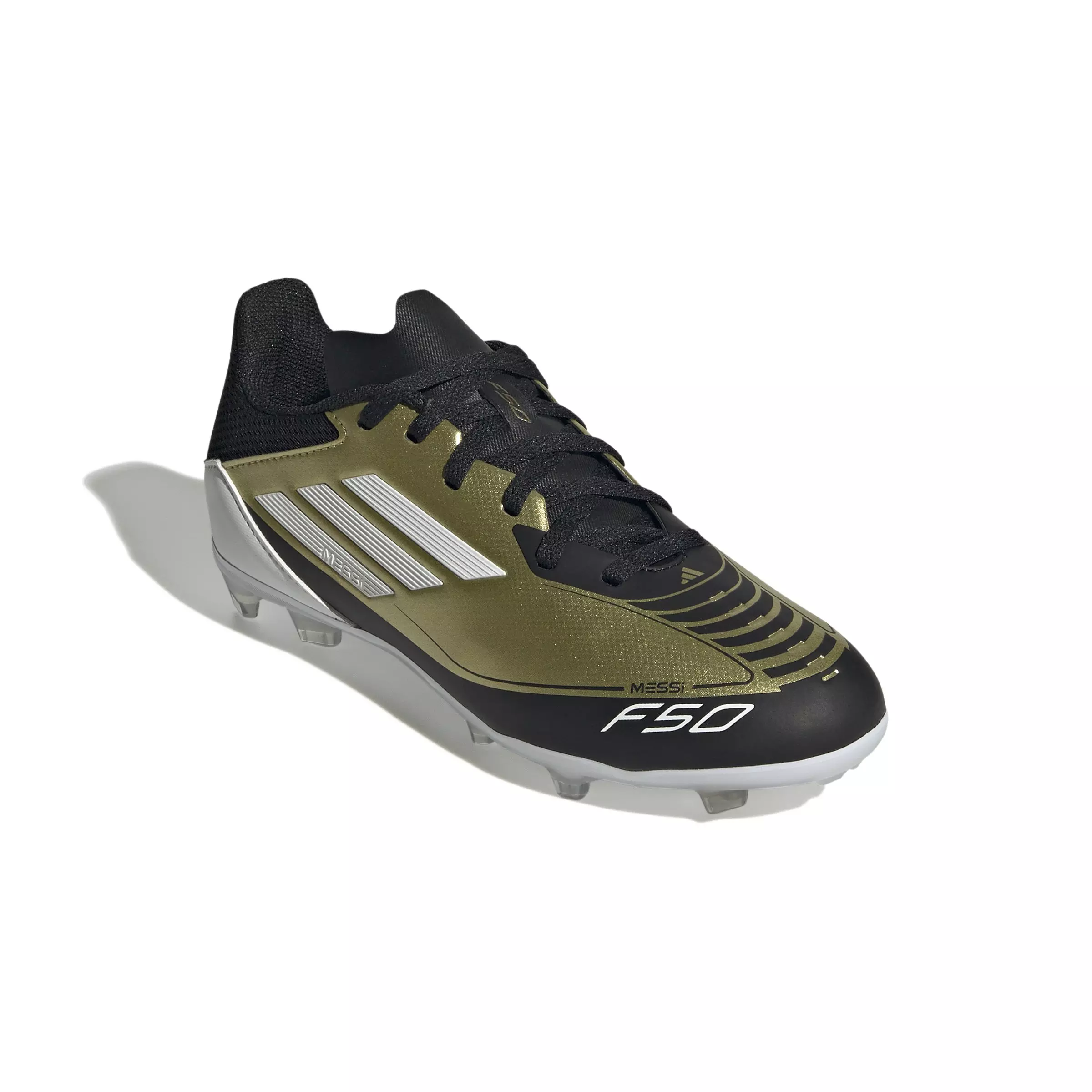 adidas F50 League Messi FG/MG "Gold/White" Grade School Kids' Soccer Cleat - GOLD/WHITE/BLACK