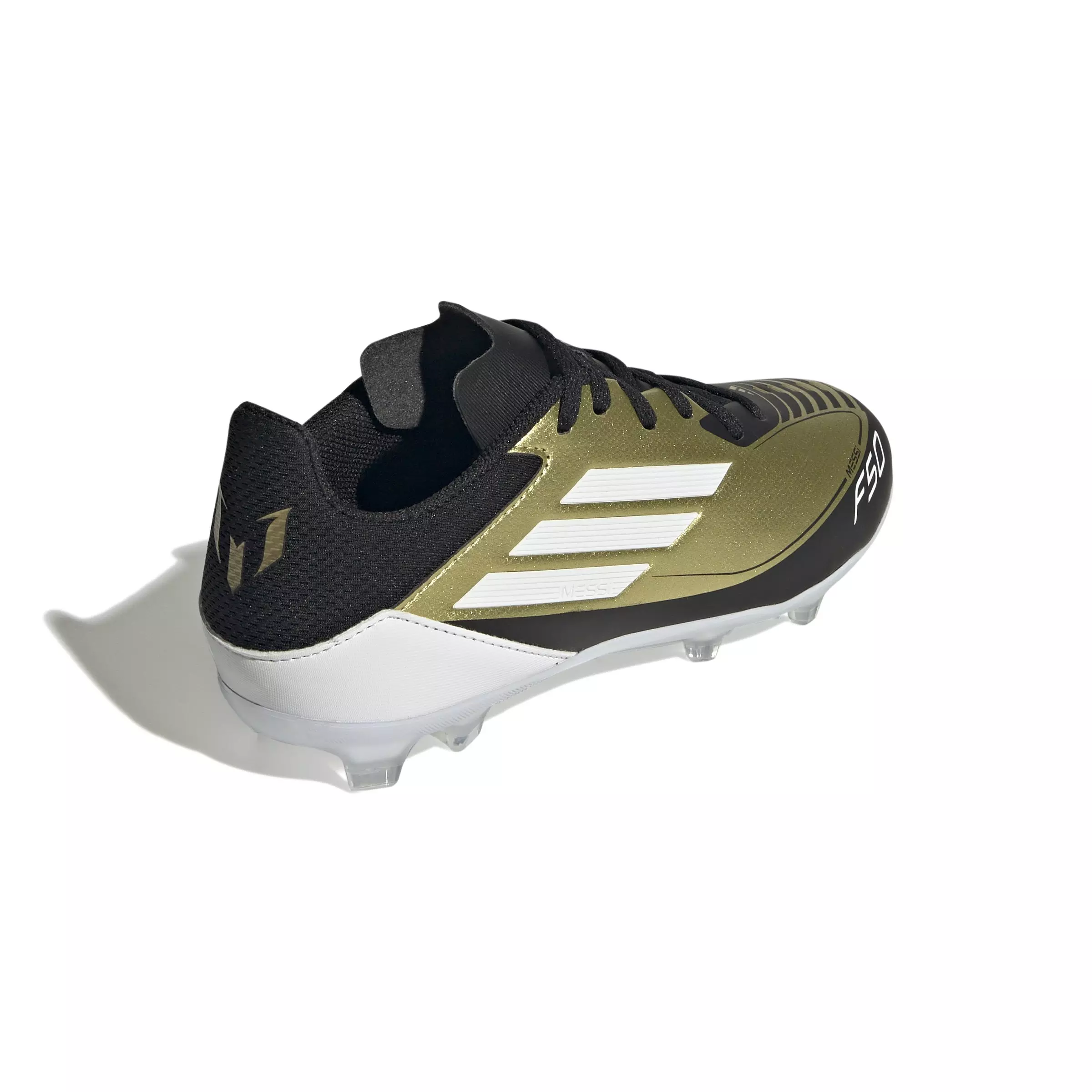 adidas F50 League Messi FG/MG "Gold/White" Grade School Kids' Soccer Cleat - GOLD/WHITE/BLACK