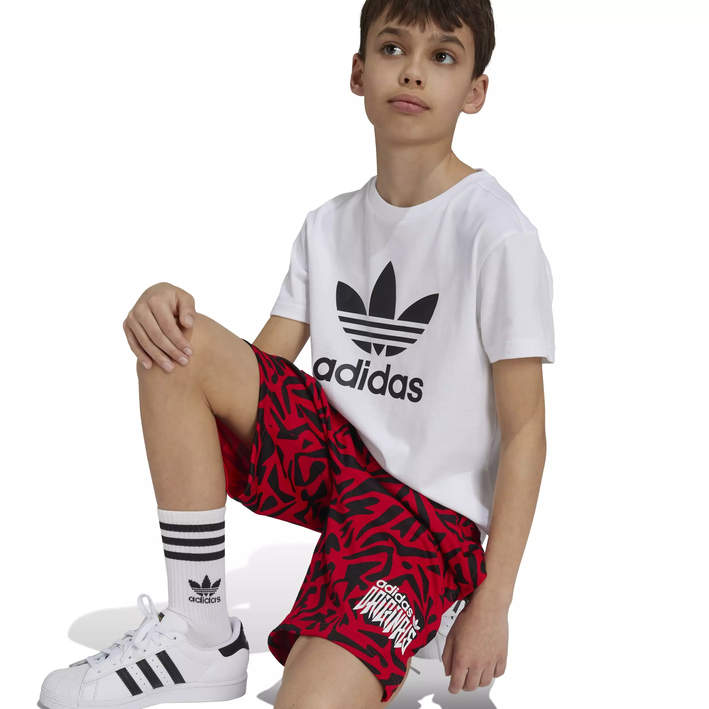 adidas Big Boys' Originals Sport Shorts - BLACK/RED