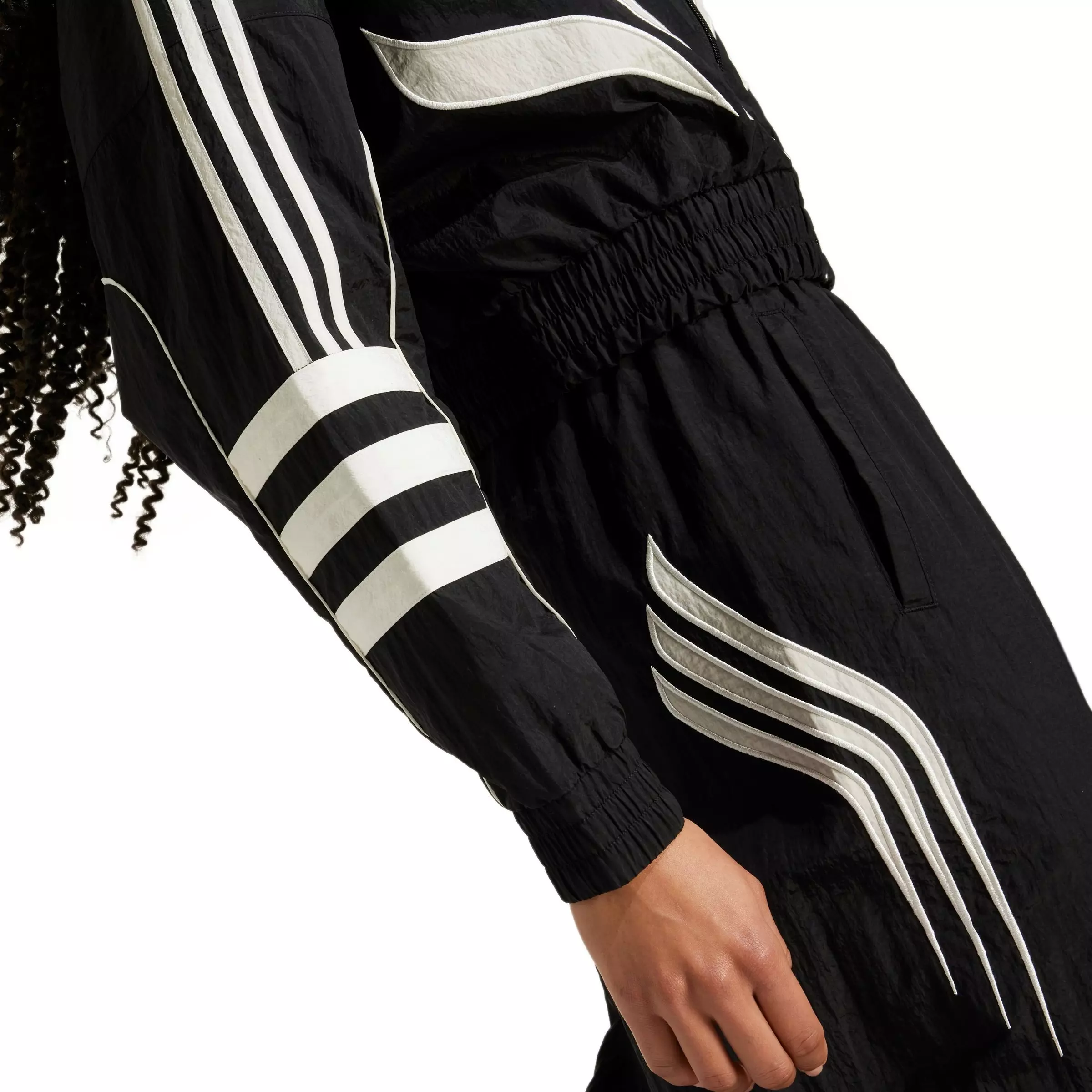 adidas Women's Atlanta Cutline Loose Nylon Windbreaker Jacket - BLACK