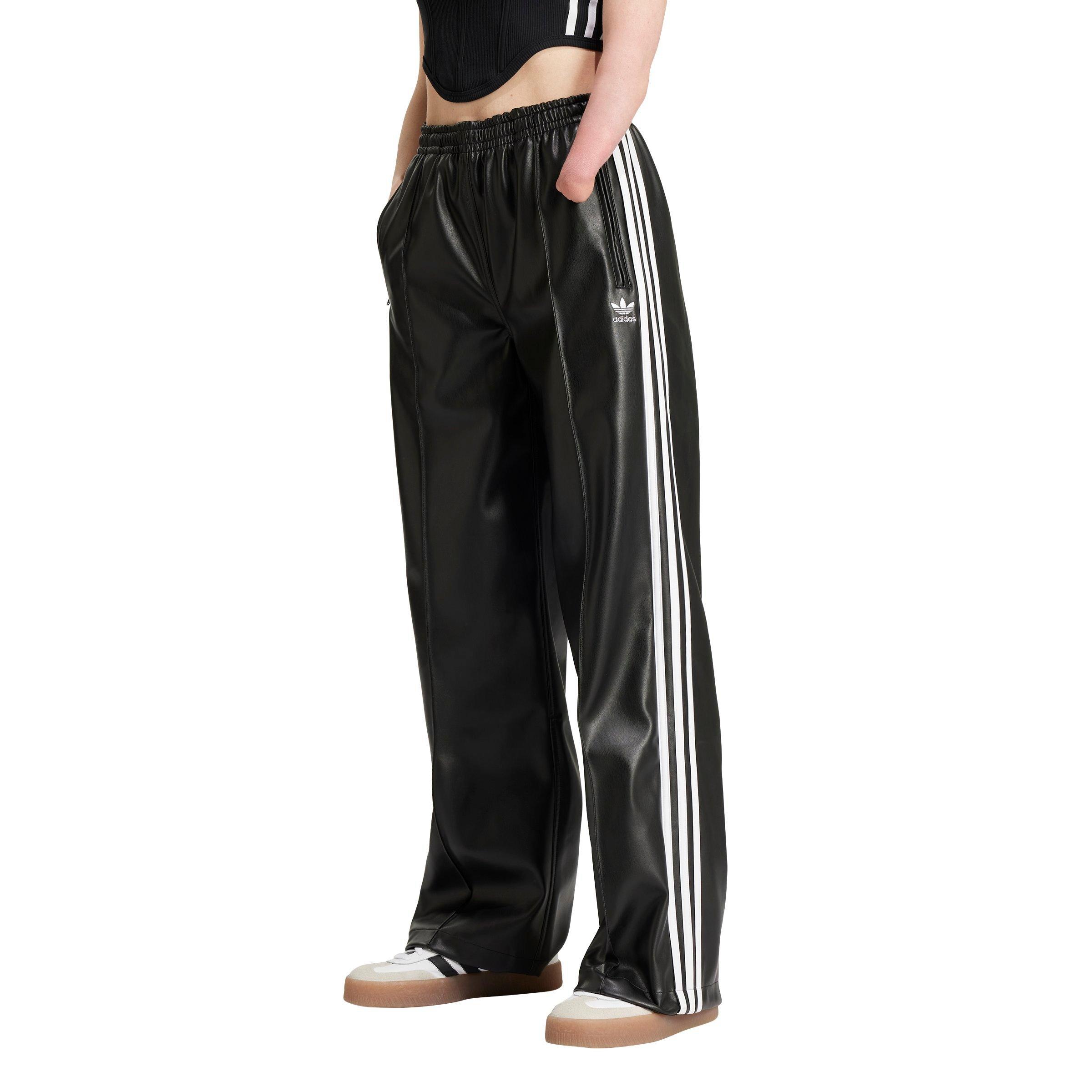 adidas Women's Firebird Pleather Pants - BLACK Thumbnail View 1