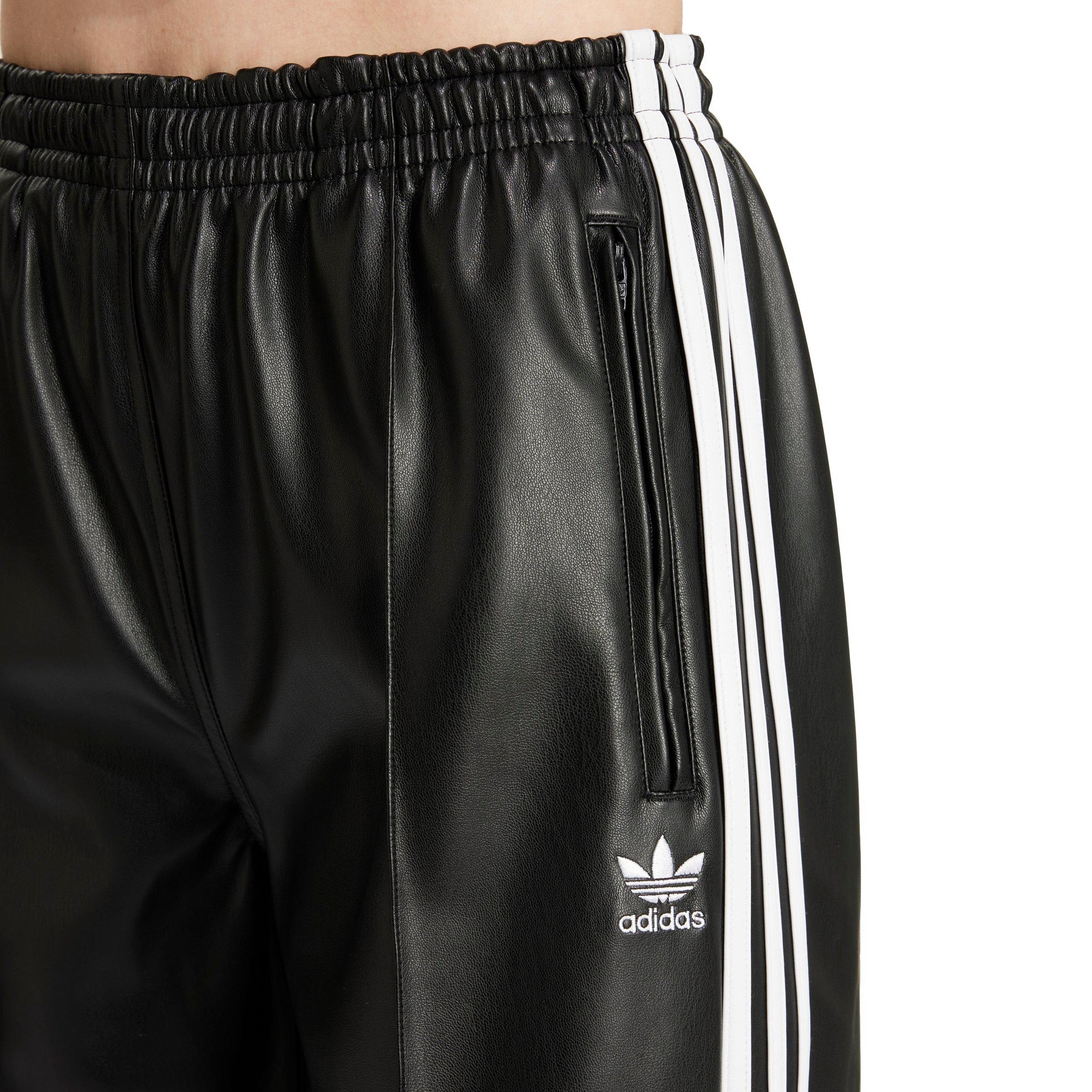 adidas Women's Firebird Pleather Pants - BLACK Thumbnail View 4