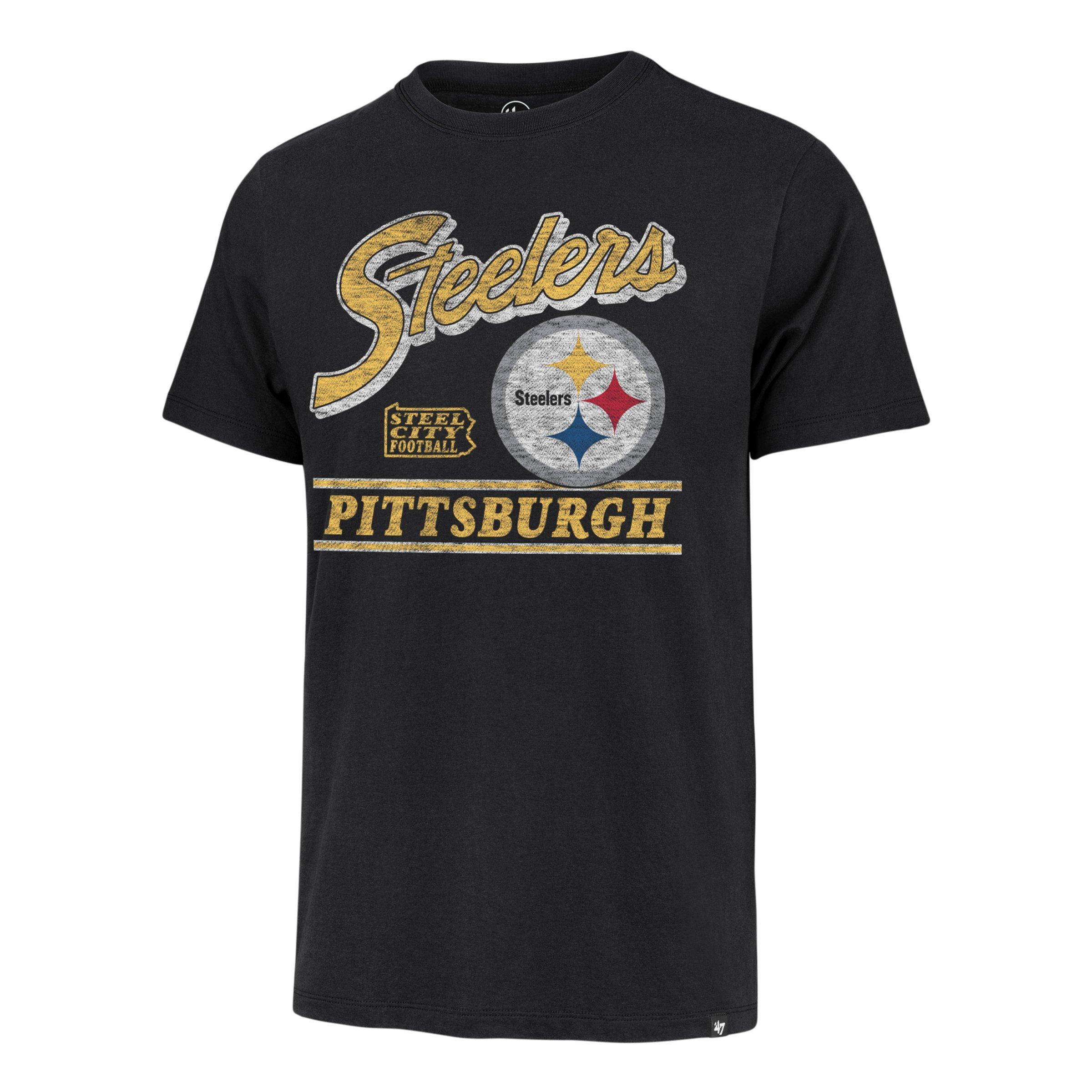 &lsquo;47 Men&rsquo;s Pittsburgh Steelers Short Sleeve Tee-Black - BLACK Thumbnail View 1