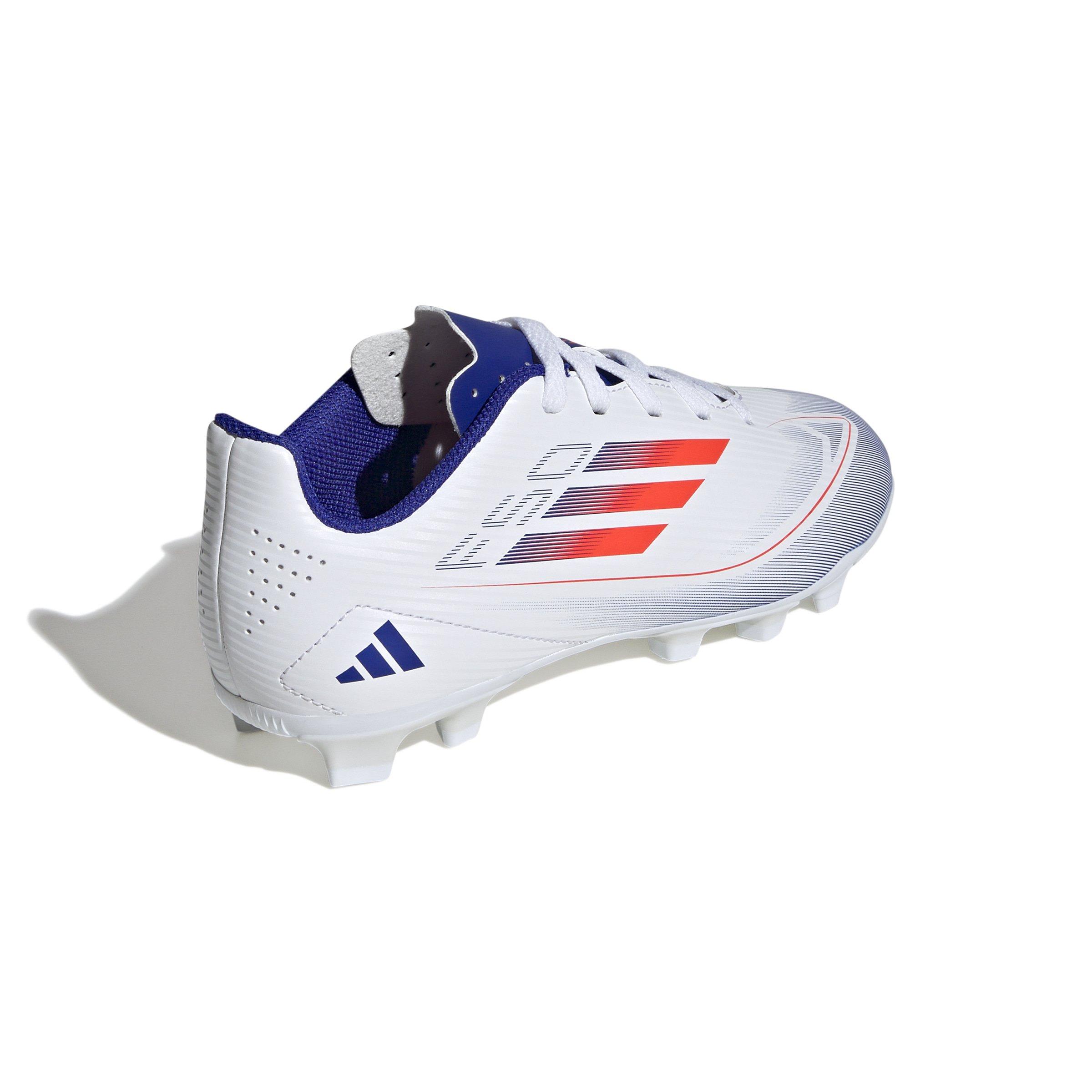 adidas F50 Club FG Grade School Kids' "Ftwr White/Solar Red/Lucid Blue" Soccer Cleat