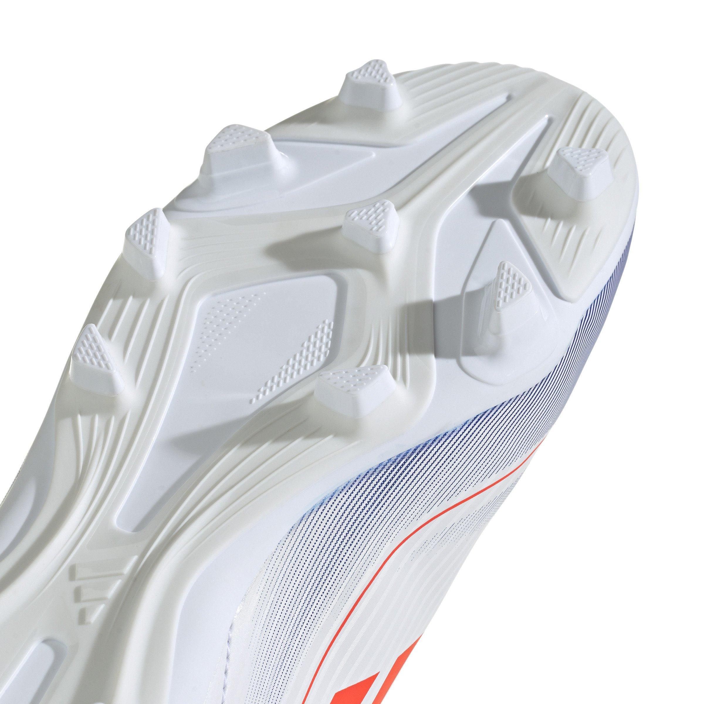 adidas F50 Club FG Grade School Kids' "Ftwr White/Solar Red/Lucid Blue" Soccer Cleat