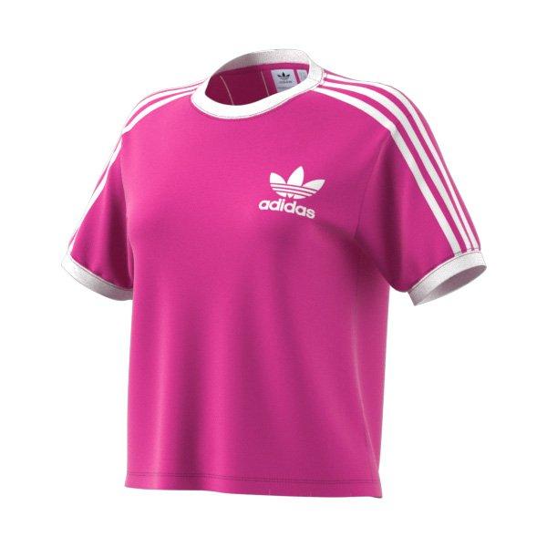 adidas Women's Adicolor 3-Stripes Tee-Purple/White - PURPLE/WHITE