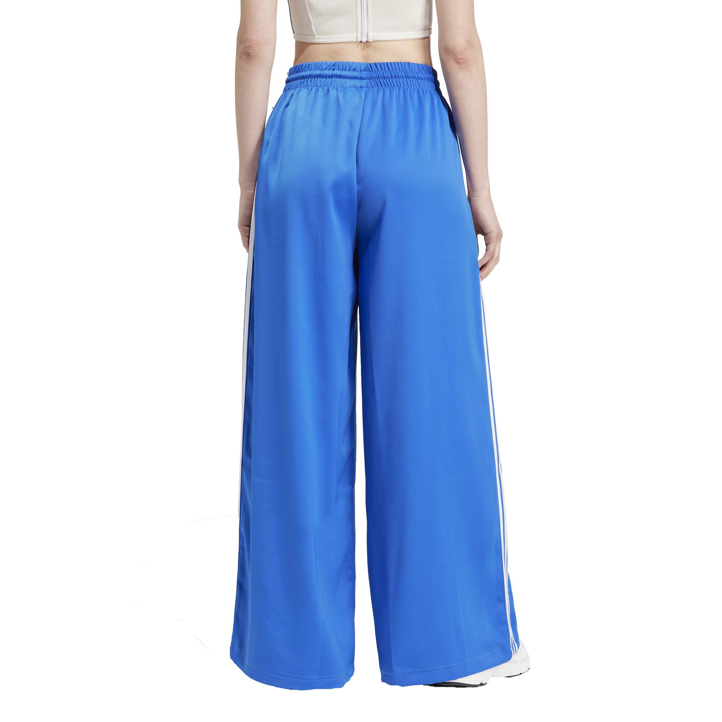 adidas Women's Satin Wide Leg Joggers - BLUE/WHITE Thumbnail View 2