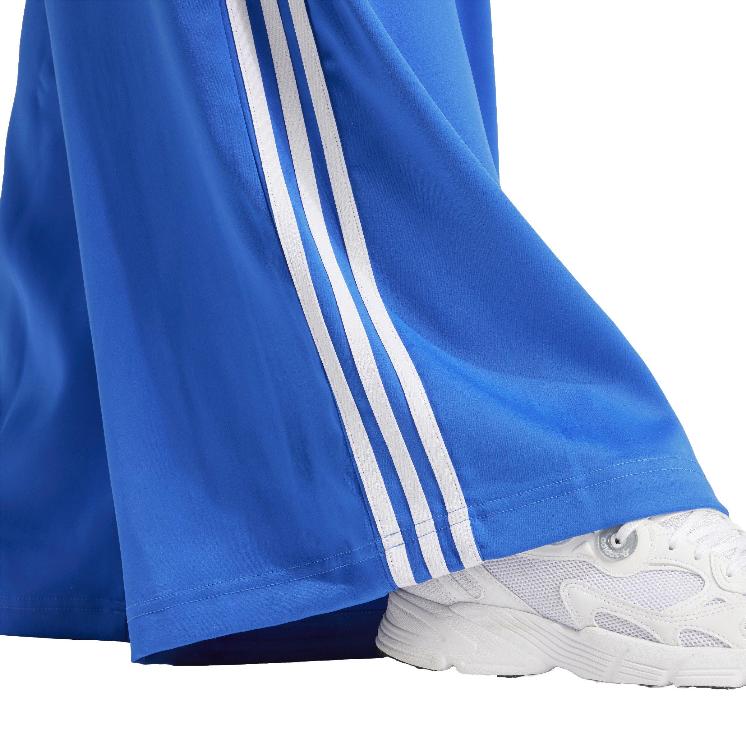 adidas Women's Satin Wide Leg Joggers - BLUE/WHITE Thumbnail View 4