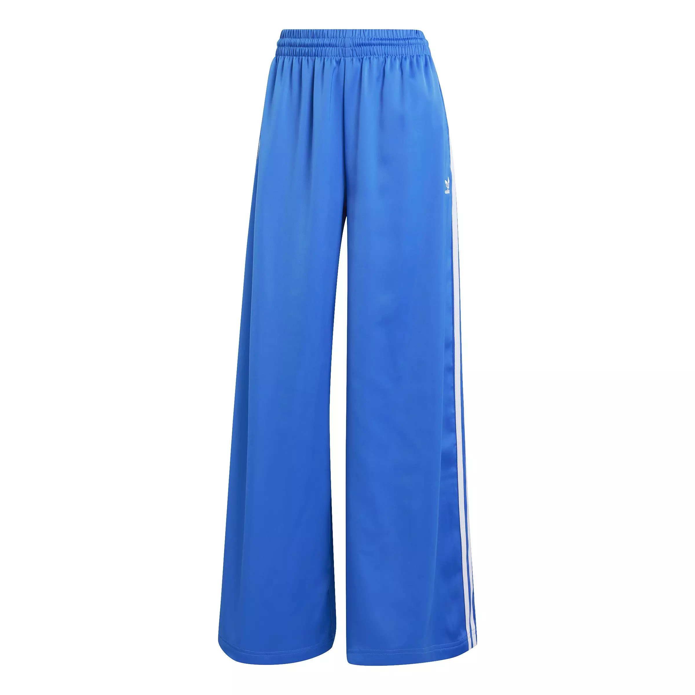 adidas Women's Satin Wide Leg Joggers - BLUE/WHITE
