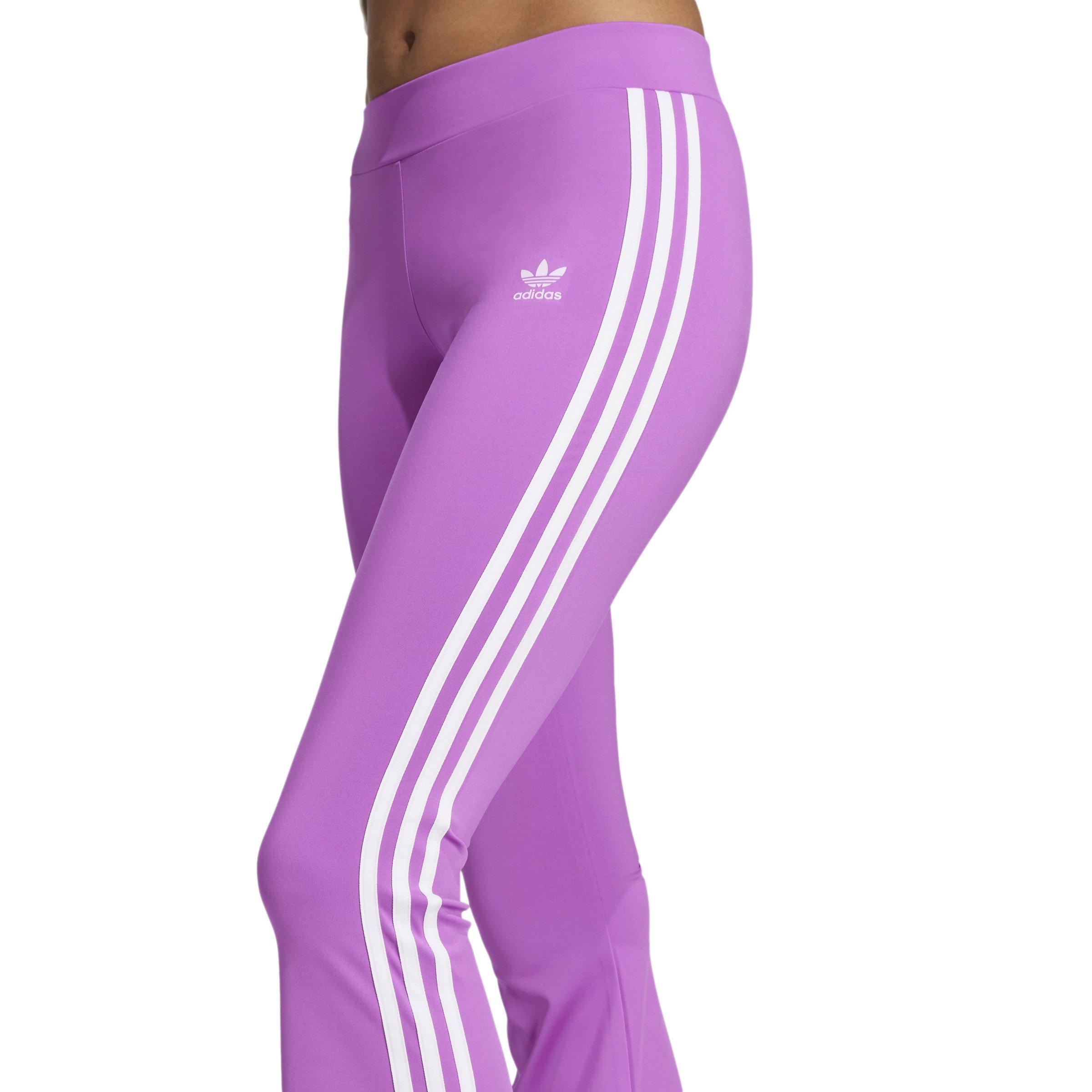 adidas Originals Women's Flared Leggings - PURPLE/WHITE Thumbnail View 4