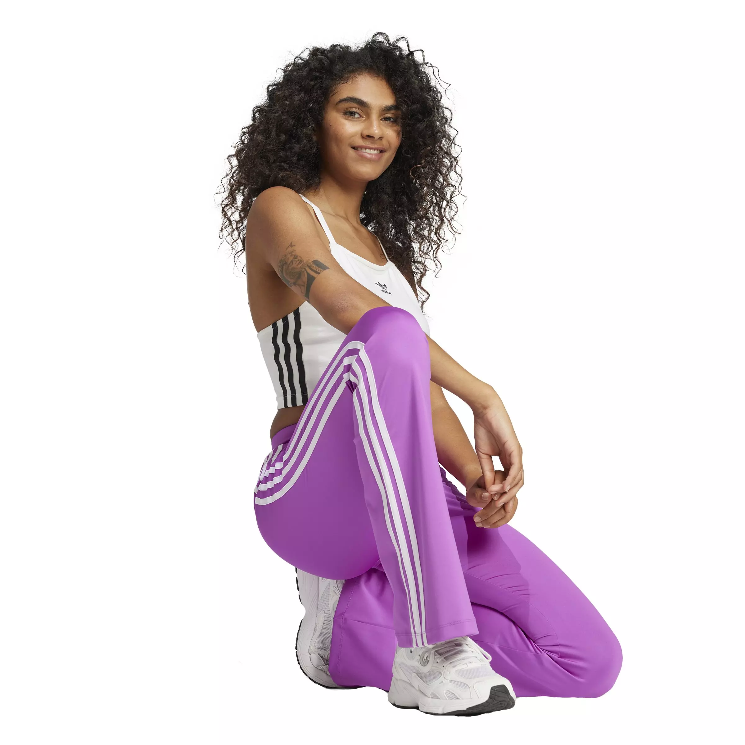 adidas Originals Women's Flared Leggings - PURPLE/WHITE