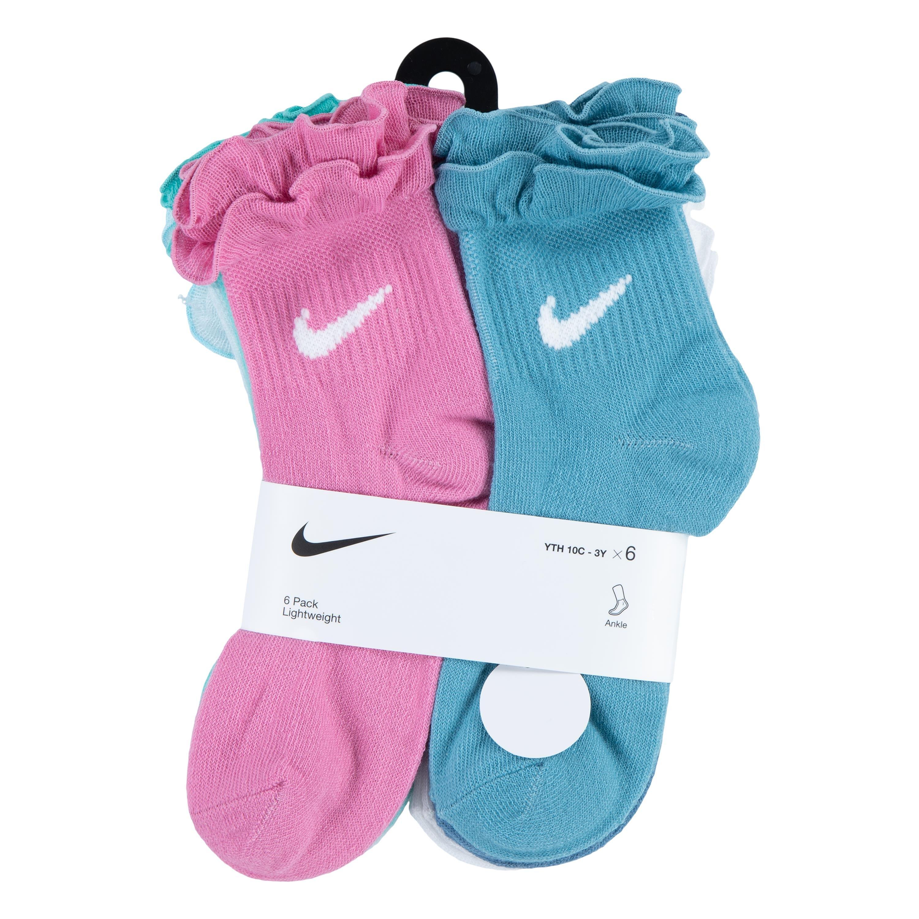 Nike Big Girls' 6-Pack Ruffled Quarter Length Socks