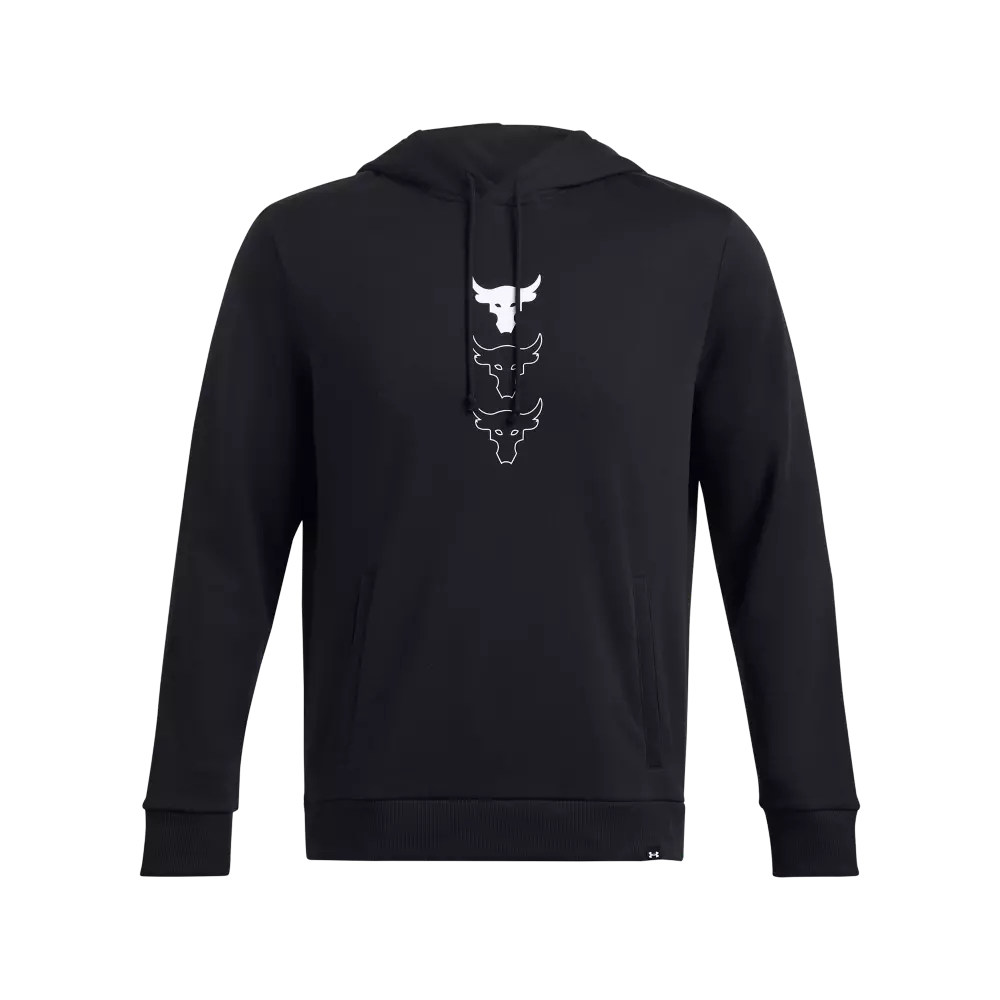 Under Armour Men's Project Rock Rival Fleece Pullover Hoodie - BLACK