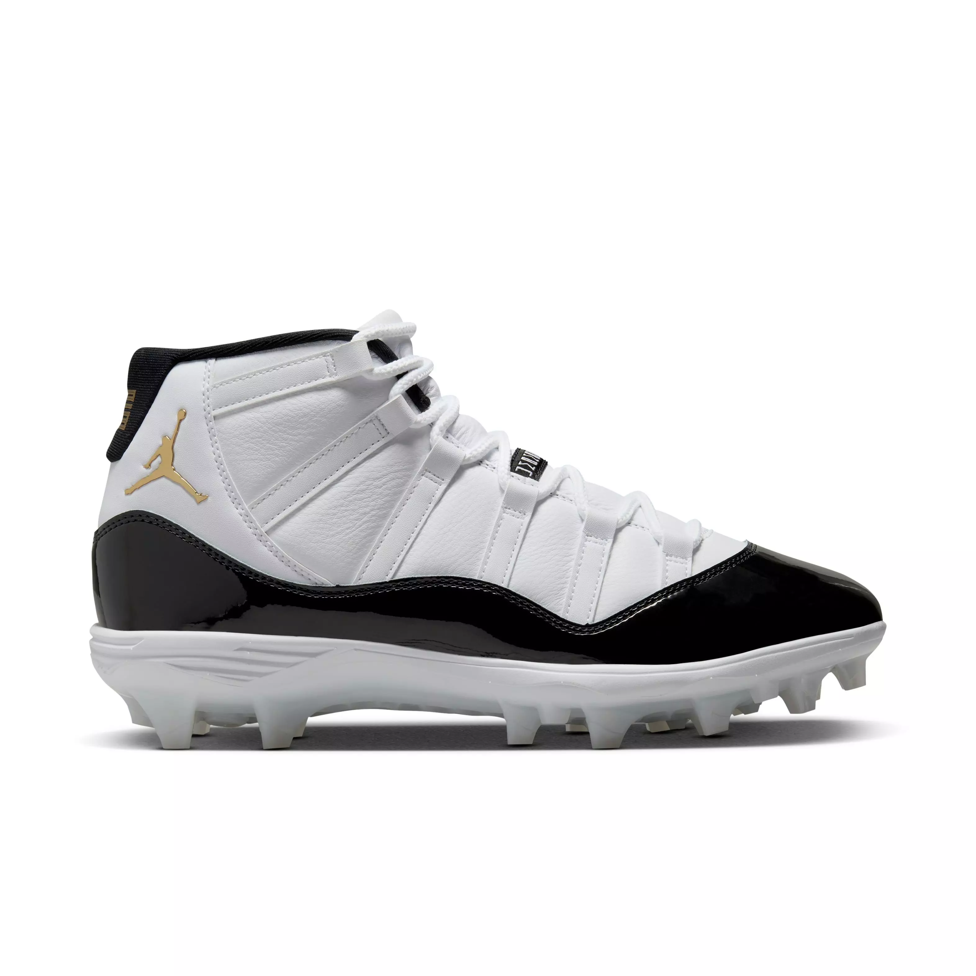 Jordan 11 Mid TD "White/Metallic Gold/Black" Men's Football Cleat - WHITE/METALLIC GOLD/BLACK