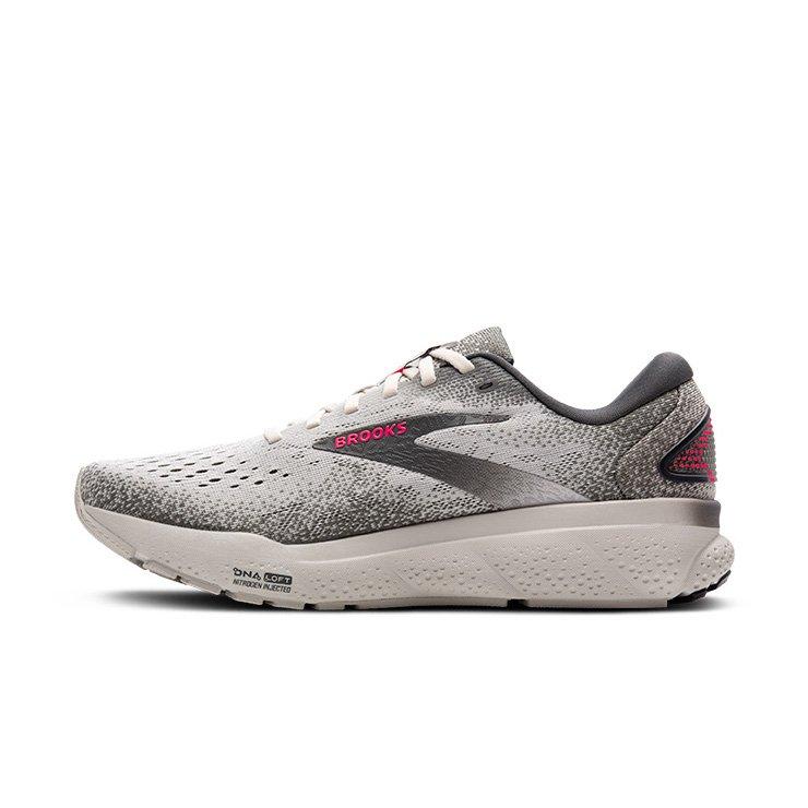 Brooks Ghost 16 "Grey/Pink" Women's Running Shoe - GREY/PINK Thumbnail View 2