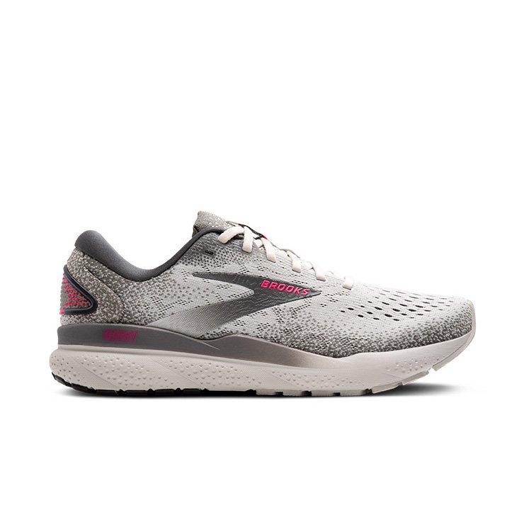 Brooks Ghost 16 "Grey/Pink" Women's Running Shoe - GREY/PINK Thumbnail View 1