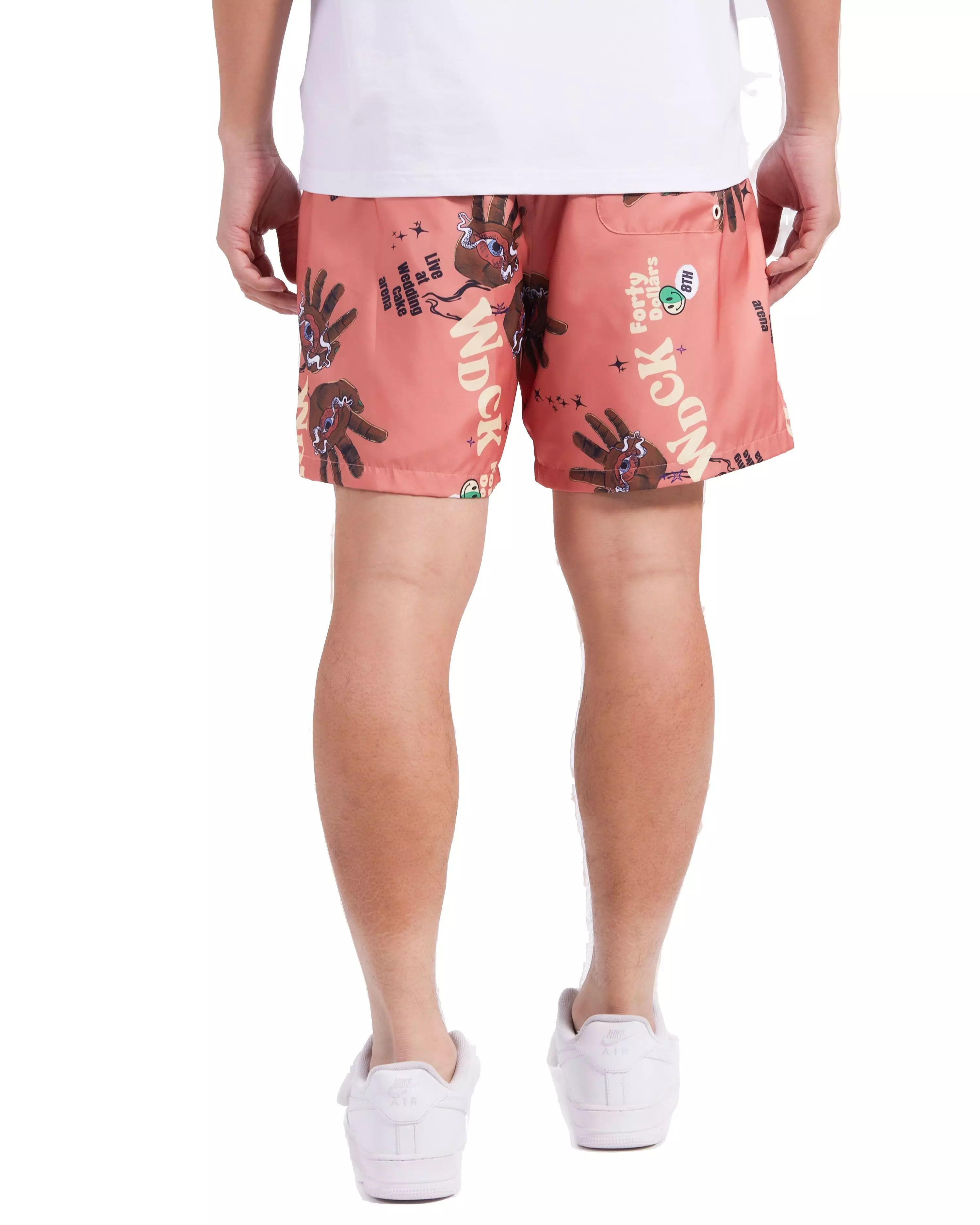 Wedding Cake Men's Put Your Hands Up Mesh Shorts - SALMON
