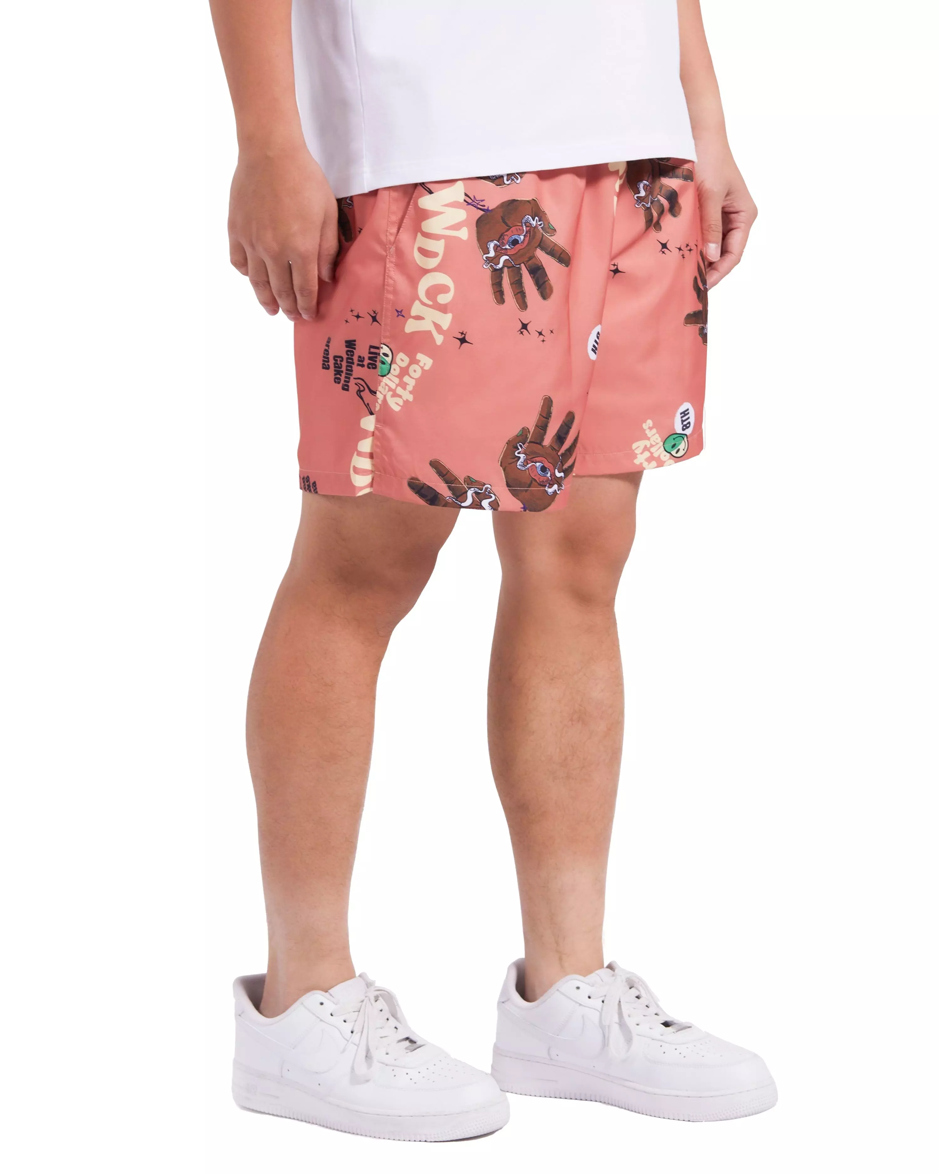 Wedding Cake Men's Put Your Hands Up Mesh Shorts - SALMON