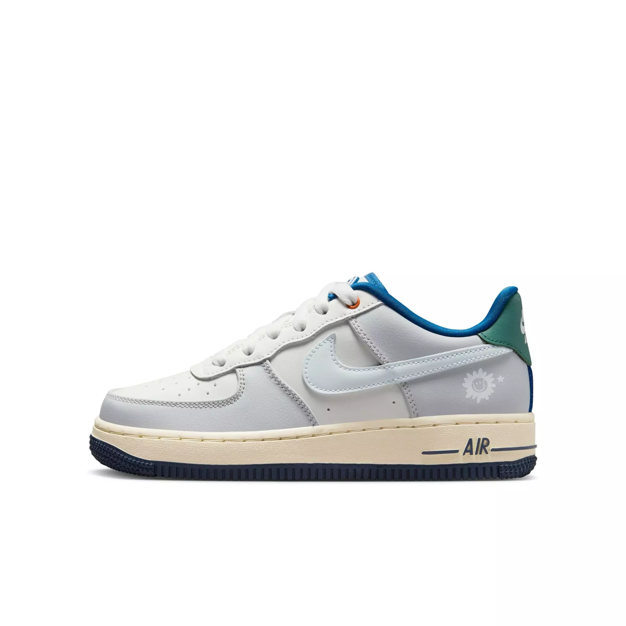 Nike Air Force 1 LV8 "Sail/White/Coconut Milk/Thunder Blue" Grade School Boys' Shoe - WHITE/BLUE