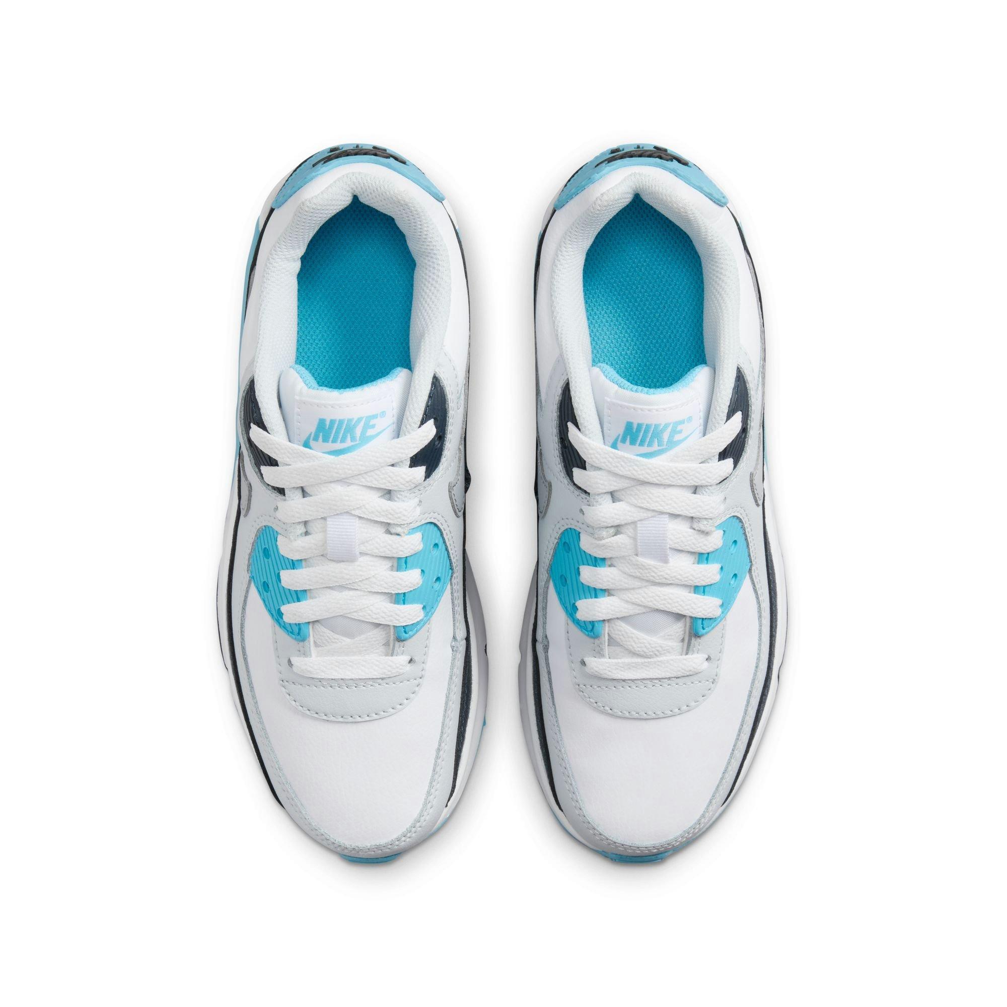 Nike Air Max 90 "White/Wolf Grey/Baltic Blue/Armory Navy" Grade School Boys' Shoe - WHITE/GREY Thumbnail View 7