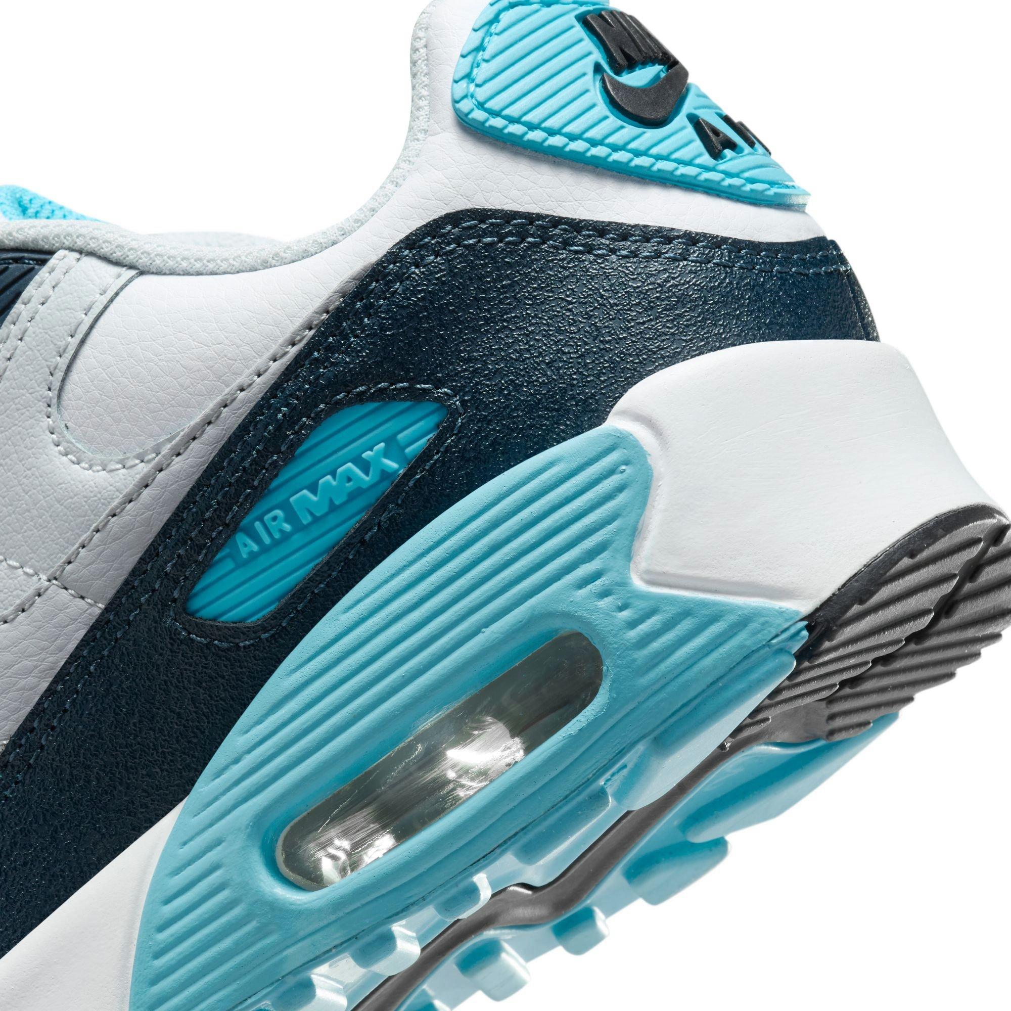Nike Air Max 90 "White/Wolf Grey/Baltic Blue/Armory Navy" Grade School Boys' Shoe - WHITE/GREY Thumbnail View 11