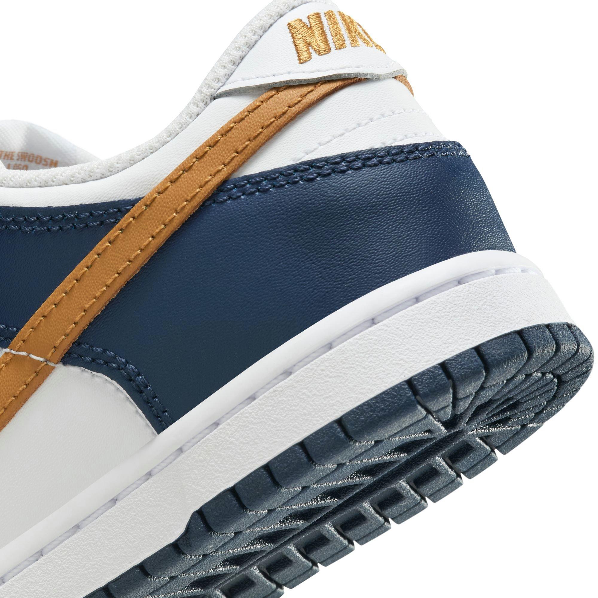 Nike Dunk Low "White/Wheat/Midnight Navy" Preschool Boys' Shoe - WHITE/NAVY/GOLD Thumbnail View 10