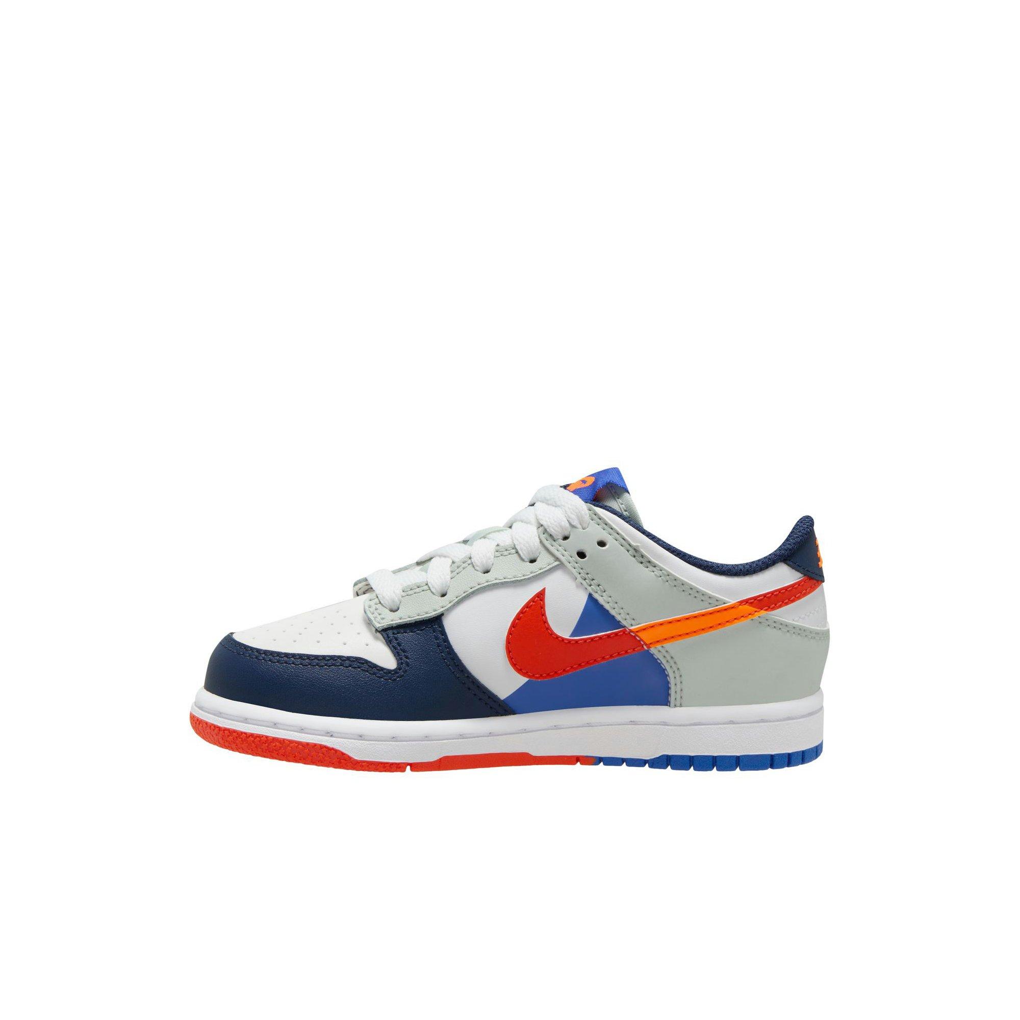 Nike Dunk Low SE Preschool Kids' "White/Light Silver/Midnight Navy" Shoe