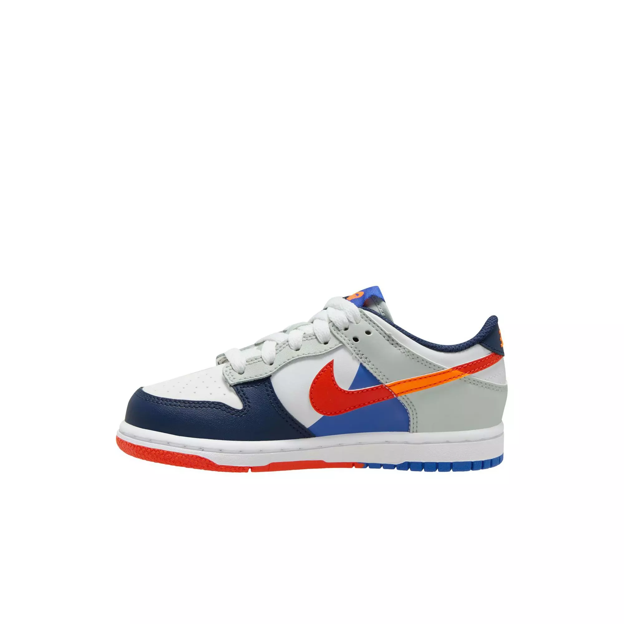 Nike Dunk Low SE "White/Light Silver/Midnight Navy" Preschool Kids' Shoe - WHITE/MULTI