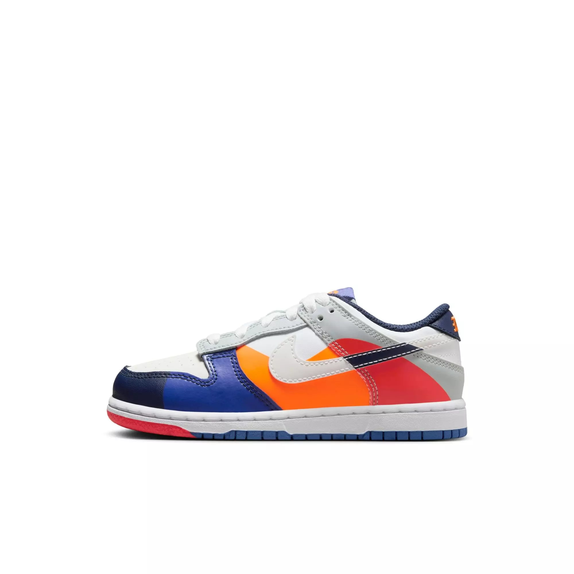 Nike Dunk Low SE "White/Light Silver/Midnight Navy" Preschool Kids' Shoe - WHITE/MULTI
