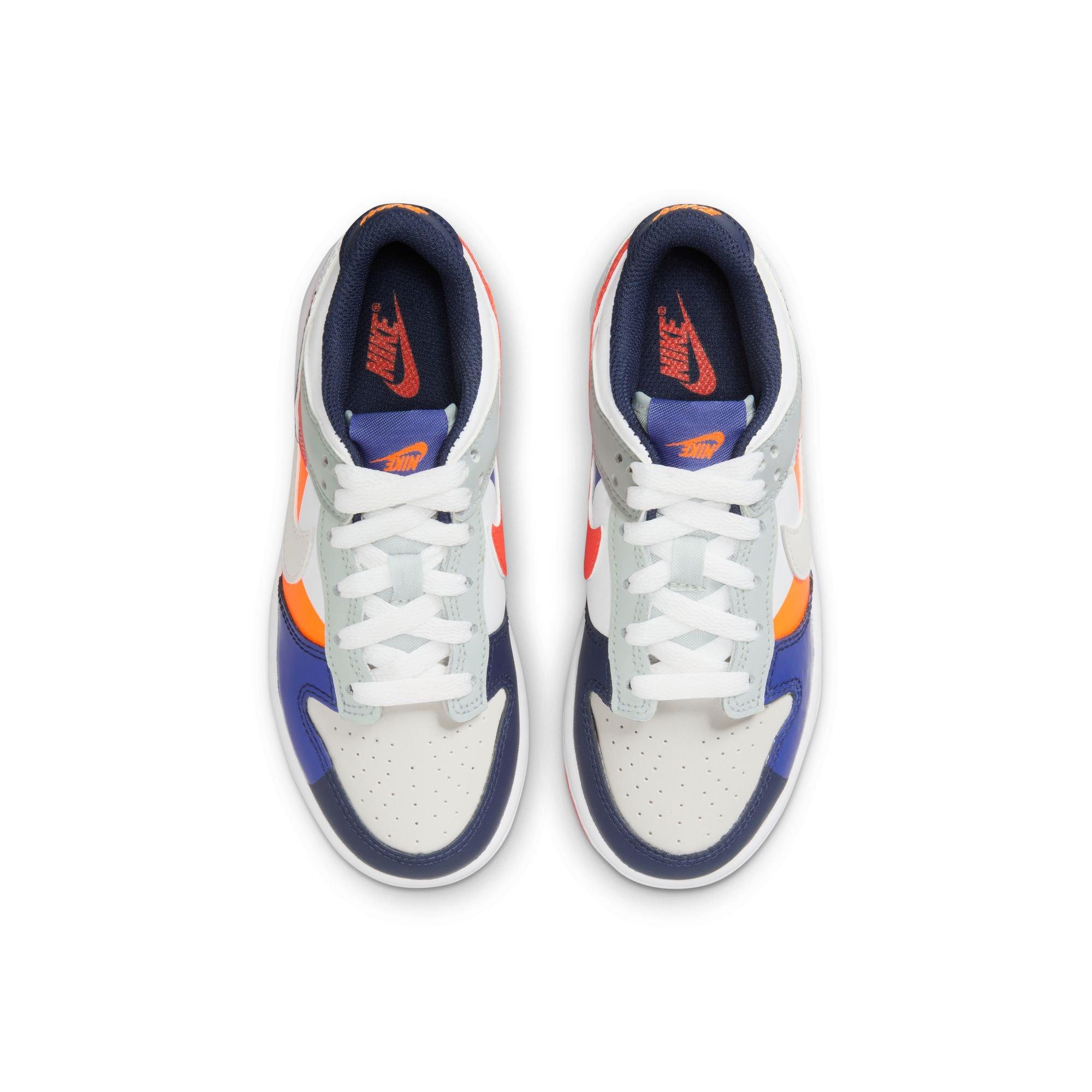 Nike Dunk Low SE Preschool Kids' "White/Light Silver/Midnight Navy" Shoe