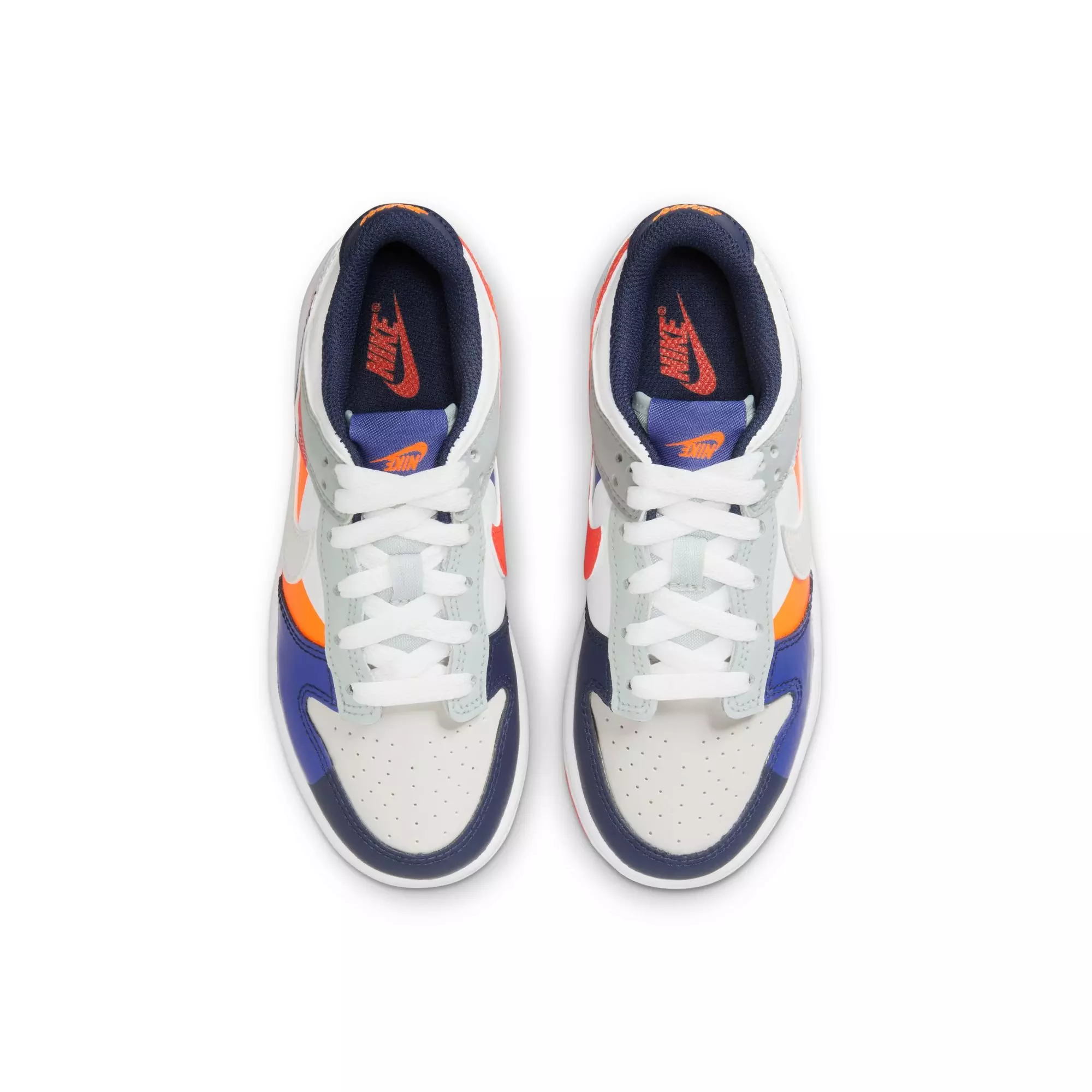 Nike Dunk Low SE "White/Light Silver/Midnight Navy" Preschool Kids' Shoe - WHITE/MULTI