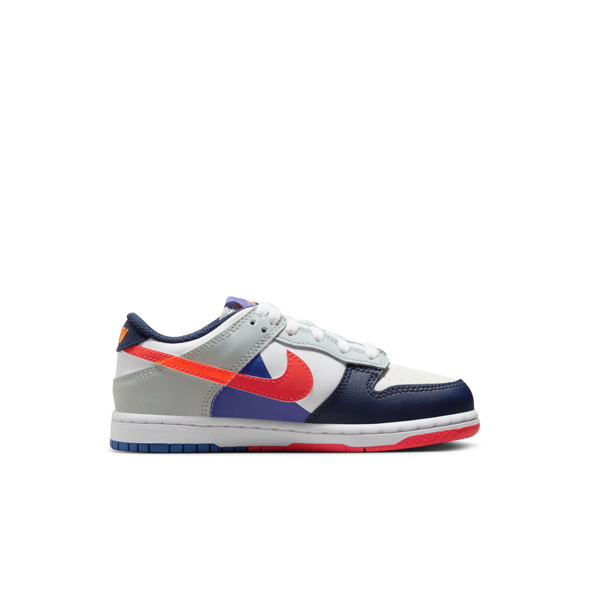 Nike Dunk Low SE Preschool Kids' "White/Light Silver/Midnight Navy" Shoe