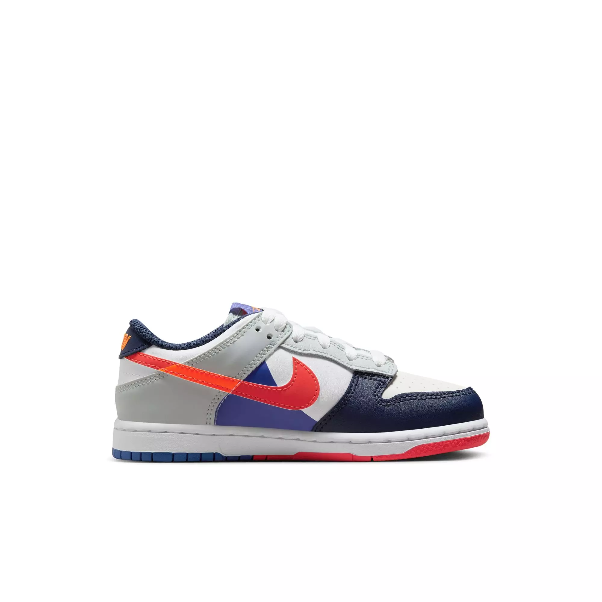 Nike Dunk Low SE "White/Light Silver/Midnight Navy" Preschool Kids' Shoe - WHITE/MULTI