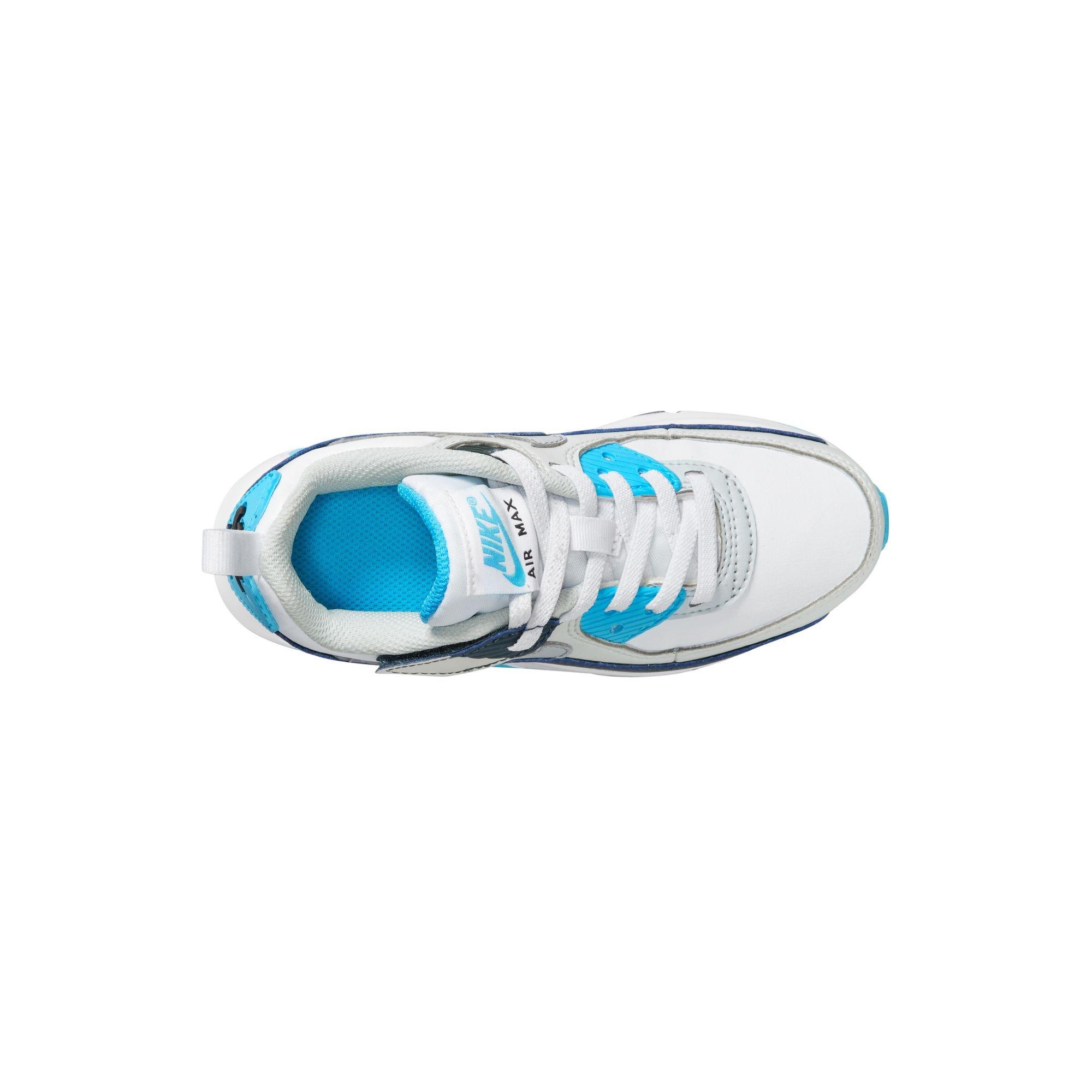 Nike Air Max 90 EasyOn Preschool Boys' "White/Wolf Grey/Baltic Blue/Armory Navy" Shoe