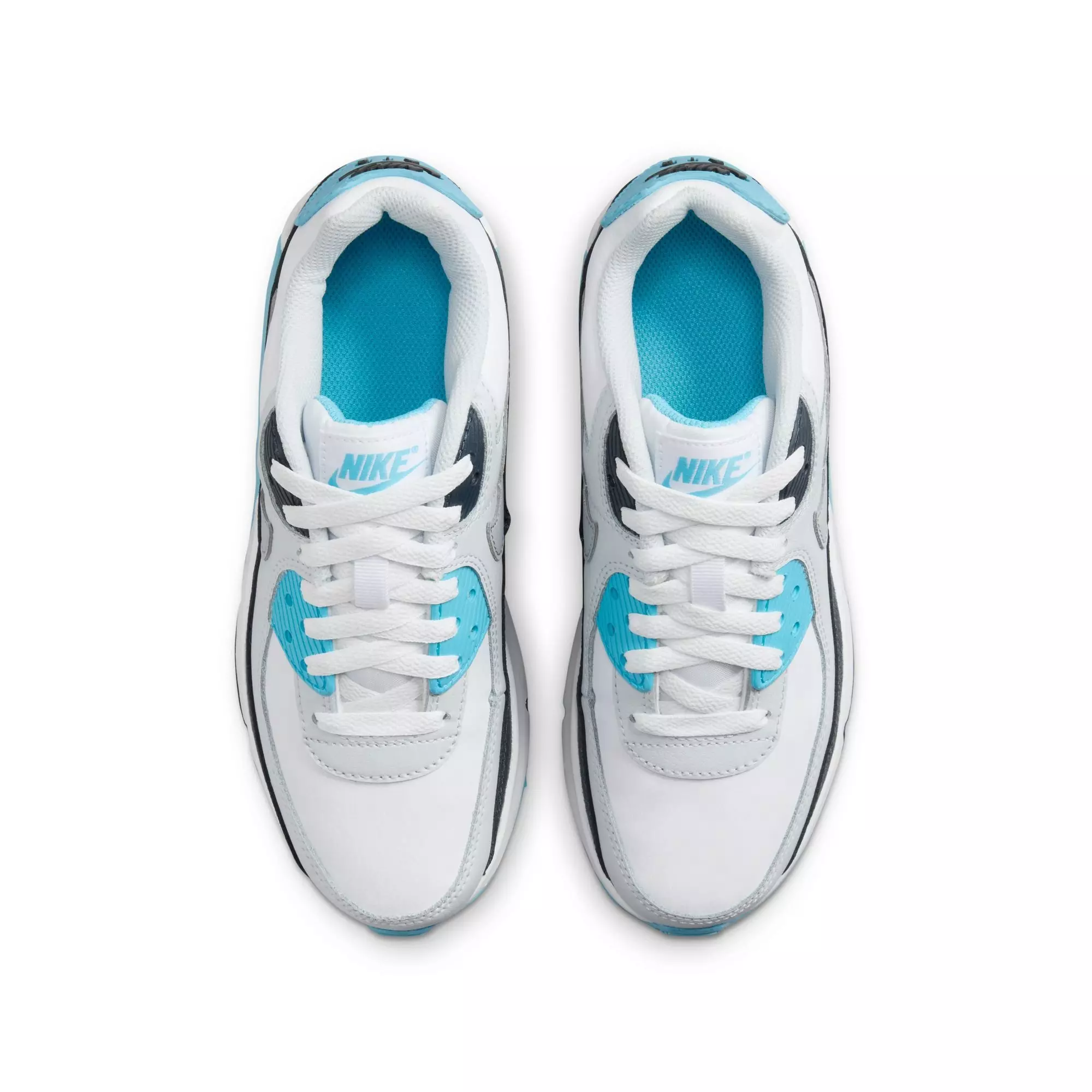 Nike Air Max 90 "White/Wolf Grey/Baltic Blue/Armory Navy" Preschool Boys' Shoe - WHITE/GREY