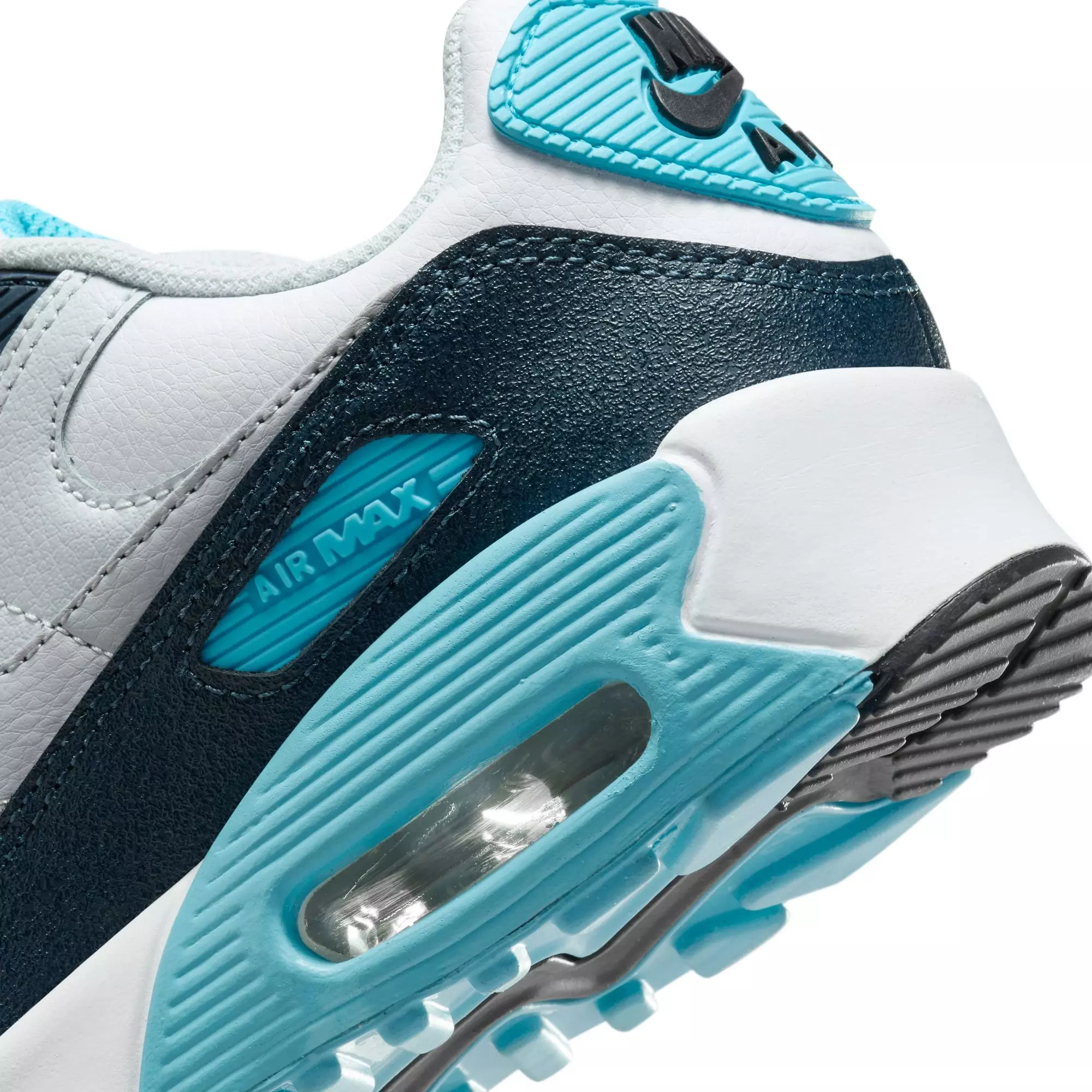 Nike Air Max 90 "White/Wolf Grey/Baltic Blue/Armory Navy" Preschool Boys' Shoe - WHITE/GREY