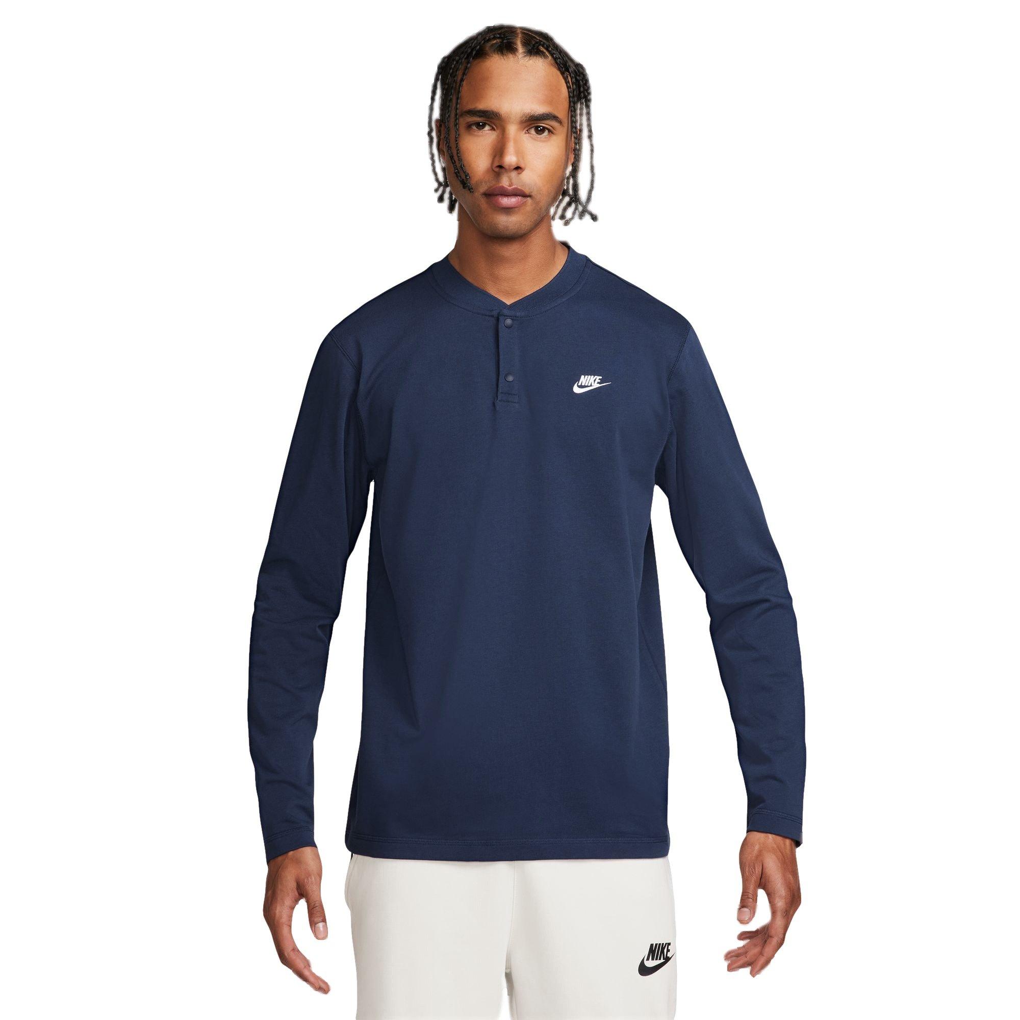 Nike Men's Sportswear Club Henley Long-Sleeve Shirt - NAVY Thumbnail View 1