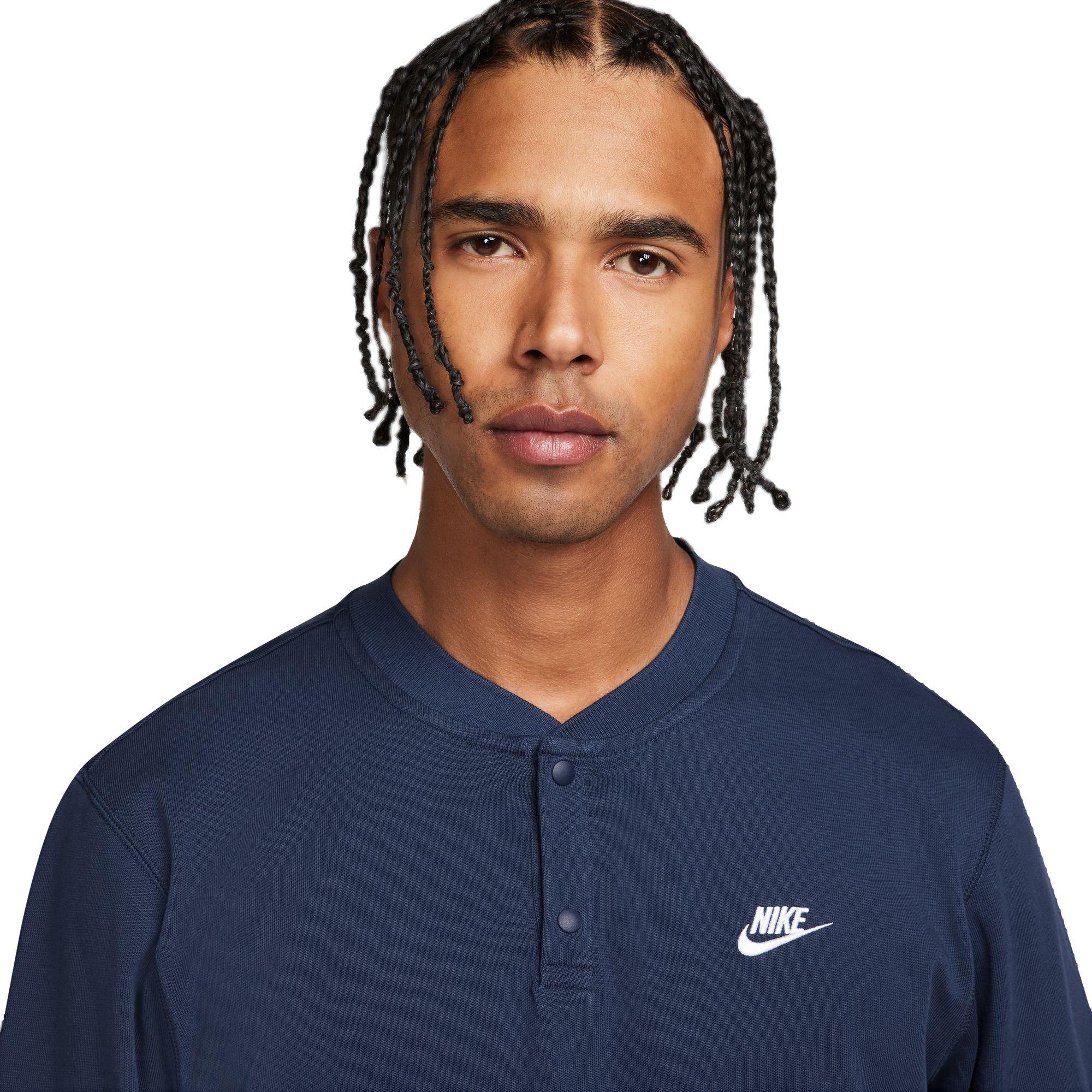 Nike Men's Sportswear Club Henley Long-Sleeve Shirt - NAVY Thumbnail View 3