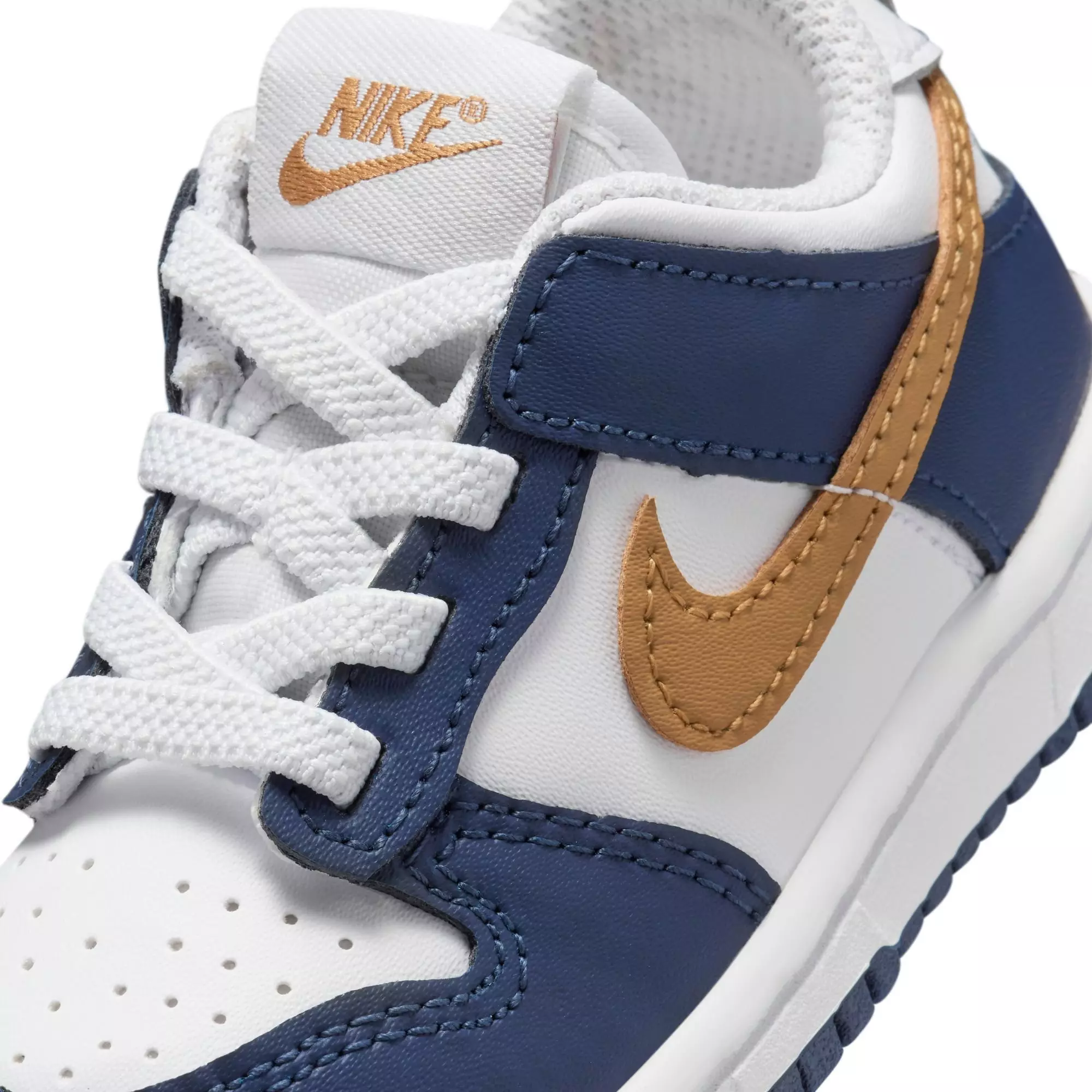 Nike Dunk Low "White/Wheat/Midnight Navy" Toddler Boys' Shoe - WHITE/NAVY/GOLD