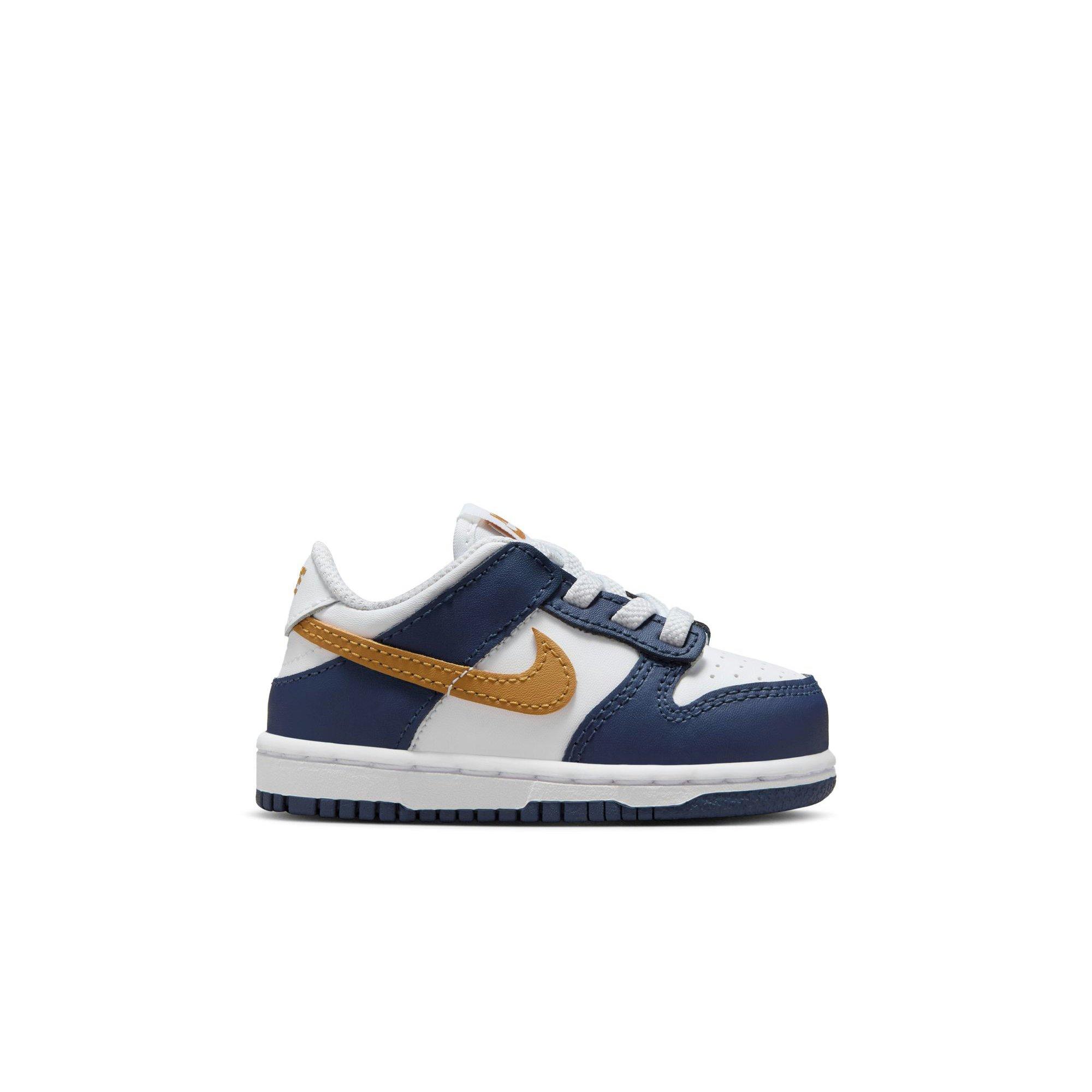 Nike Dunk Low "White/Wheat/Midnight Navy" Toddler Boys' Shoe - WHITE/NAVY/GOLD