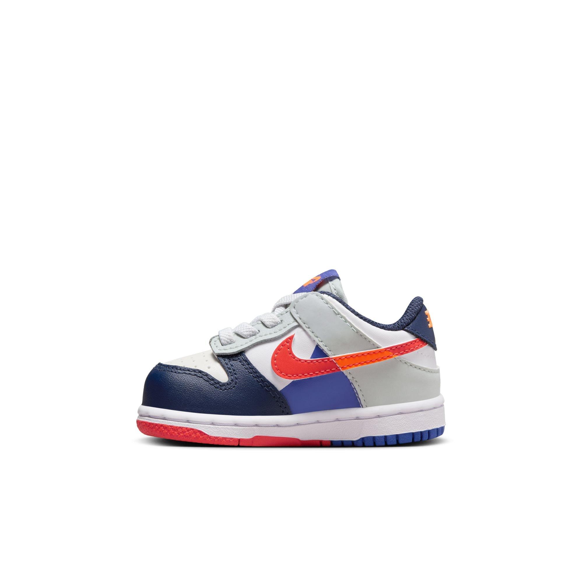 Nike Dunk Low SE "White/Light Silver/Midnight Navy" Toddler Kids' Shoe