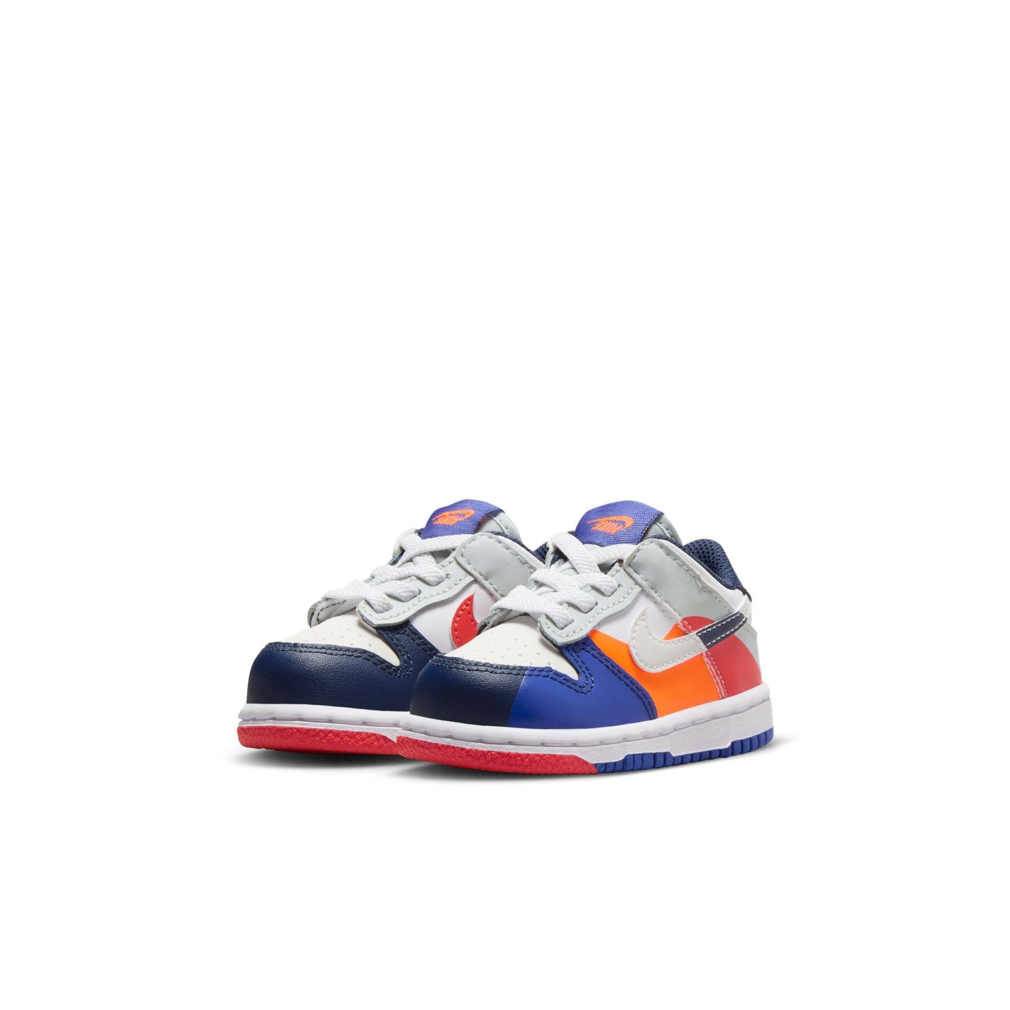 Nike Dunk Low SE "White/Light Silver/Midnight Navy" Toddler Kids' Shoe