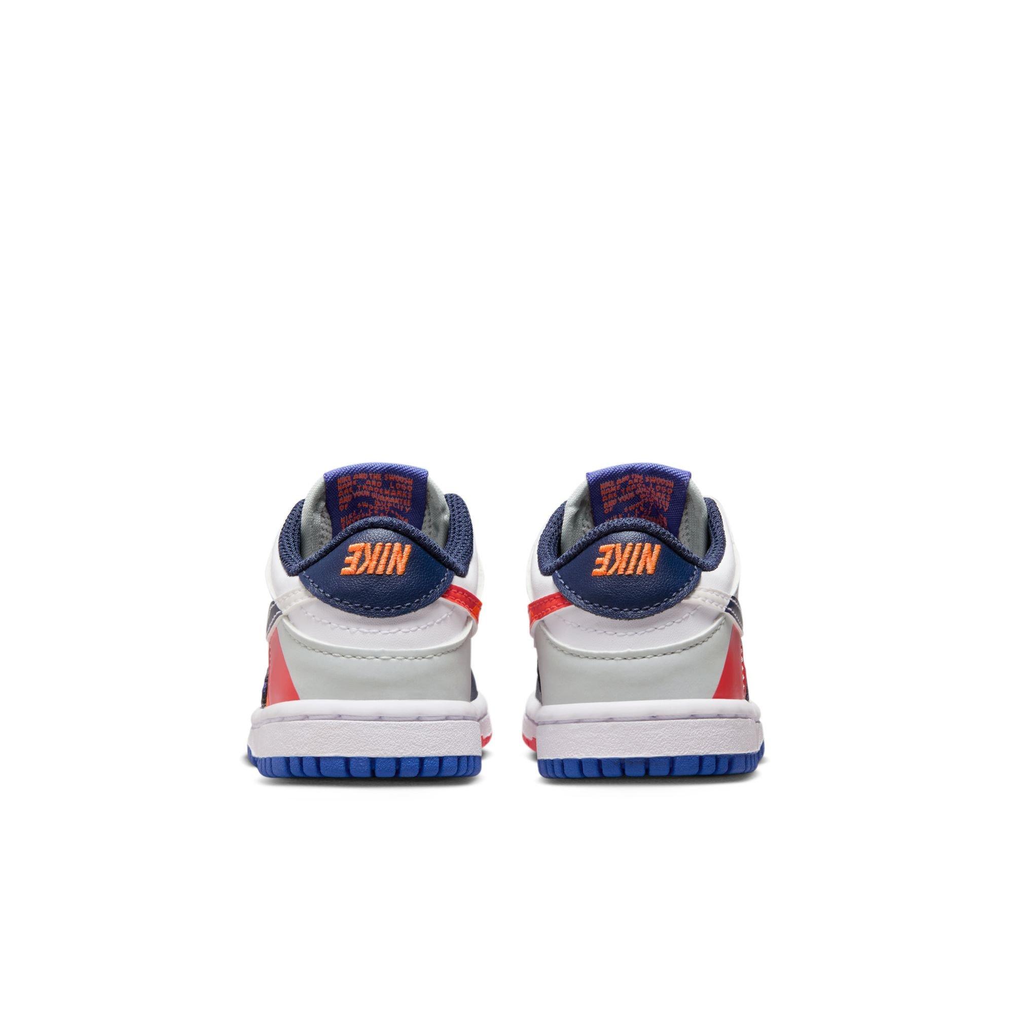 Nike Dunk Low SE "White/Light Silver/Midnight Navy" Toddler Kids' Shoe