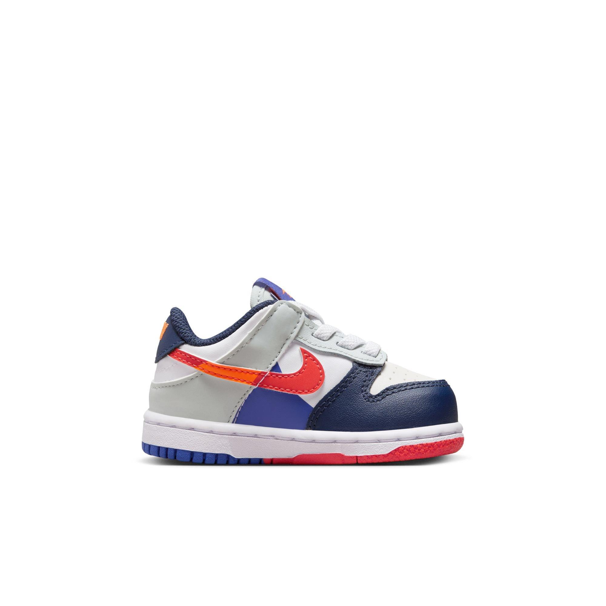Nike Dunk Low SE "White/Light Silver/Midnight Navy" Toddler Kids' Shoe