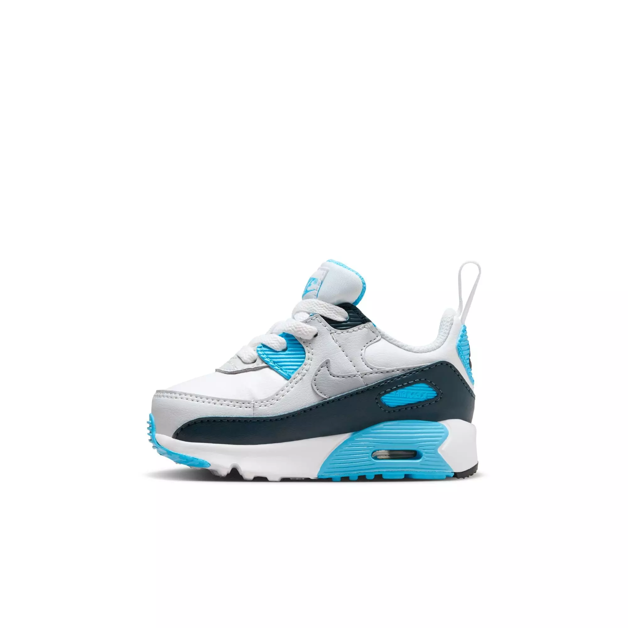 Nike Air Max 90 EasyOn "White/Wolf Grey/Baltic Blue/Armory Navy" Toddler Boys' Shoe - WHITE/GREY