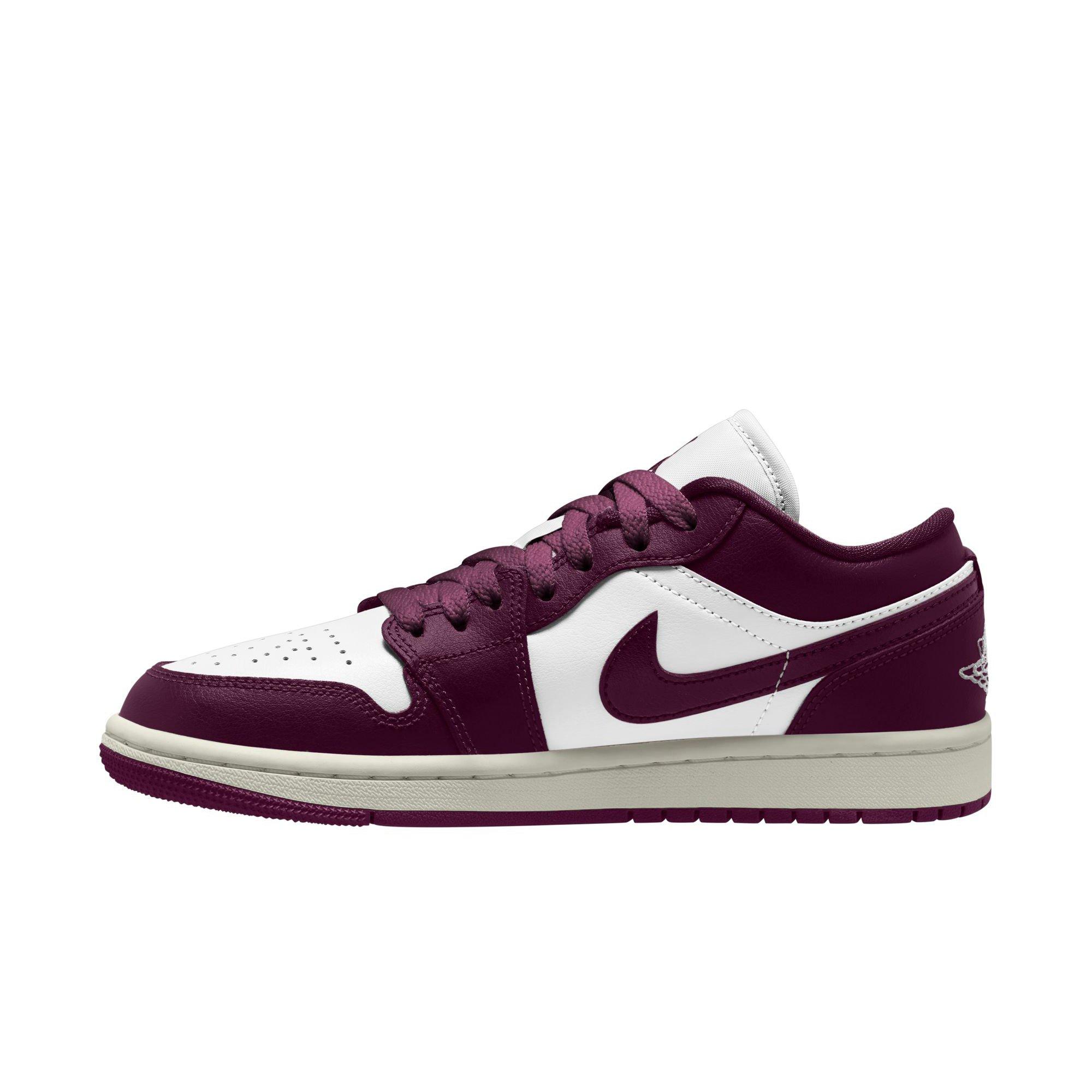 Jordan 1 Low "White/Bordeaux/Sail" Women's Shoe - WHITE/PURPLE Thumbnail View 3