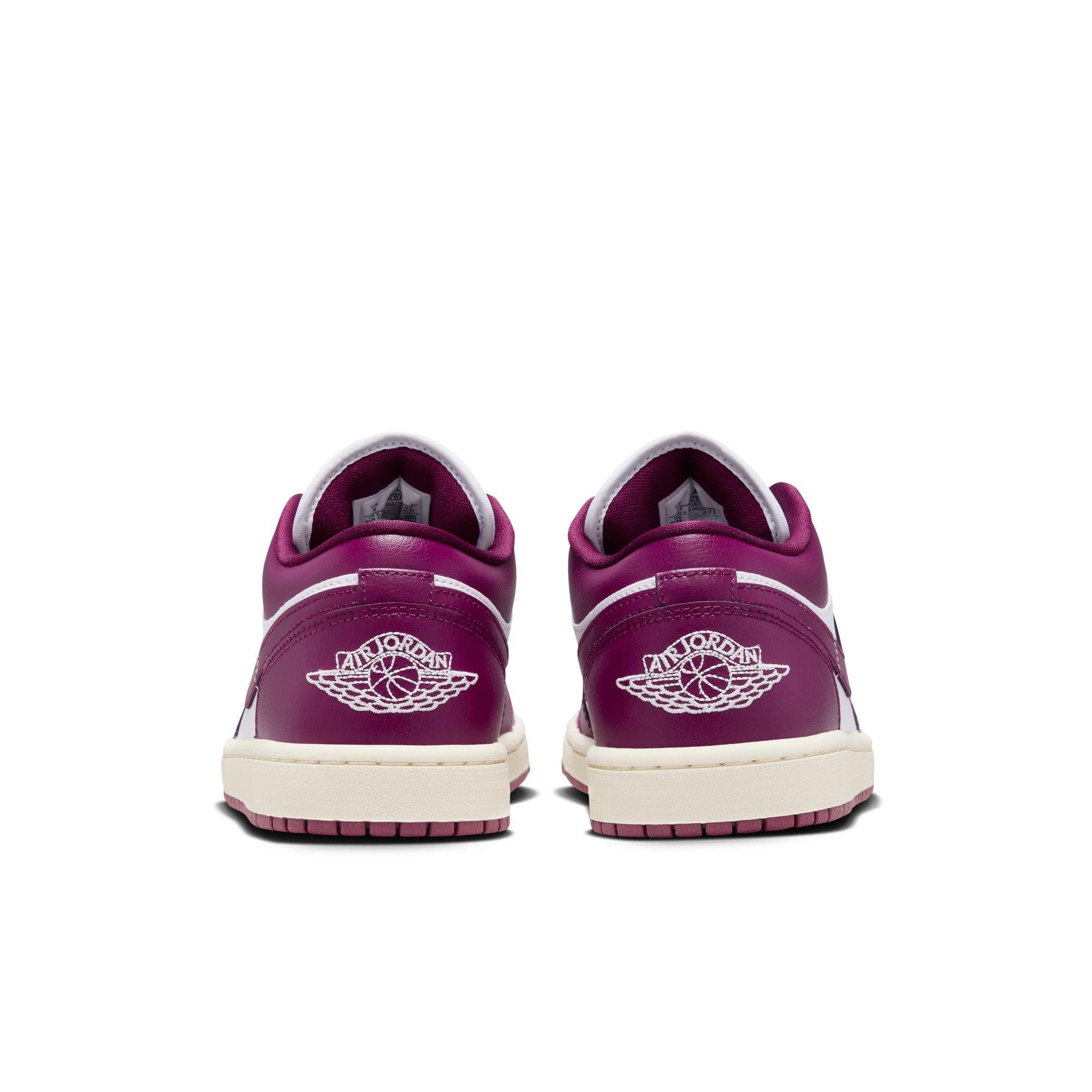 Jordan 1 Low "White/Bordeaux/Sail" Women's Shoe - WHITE/PURPLE Thumbnail View 6