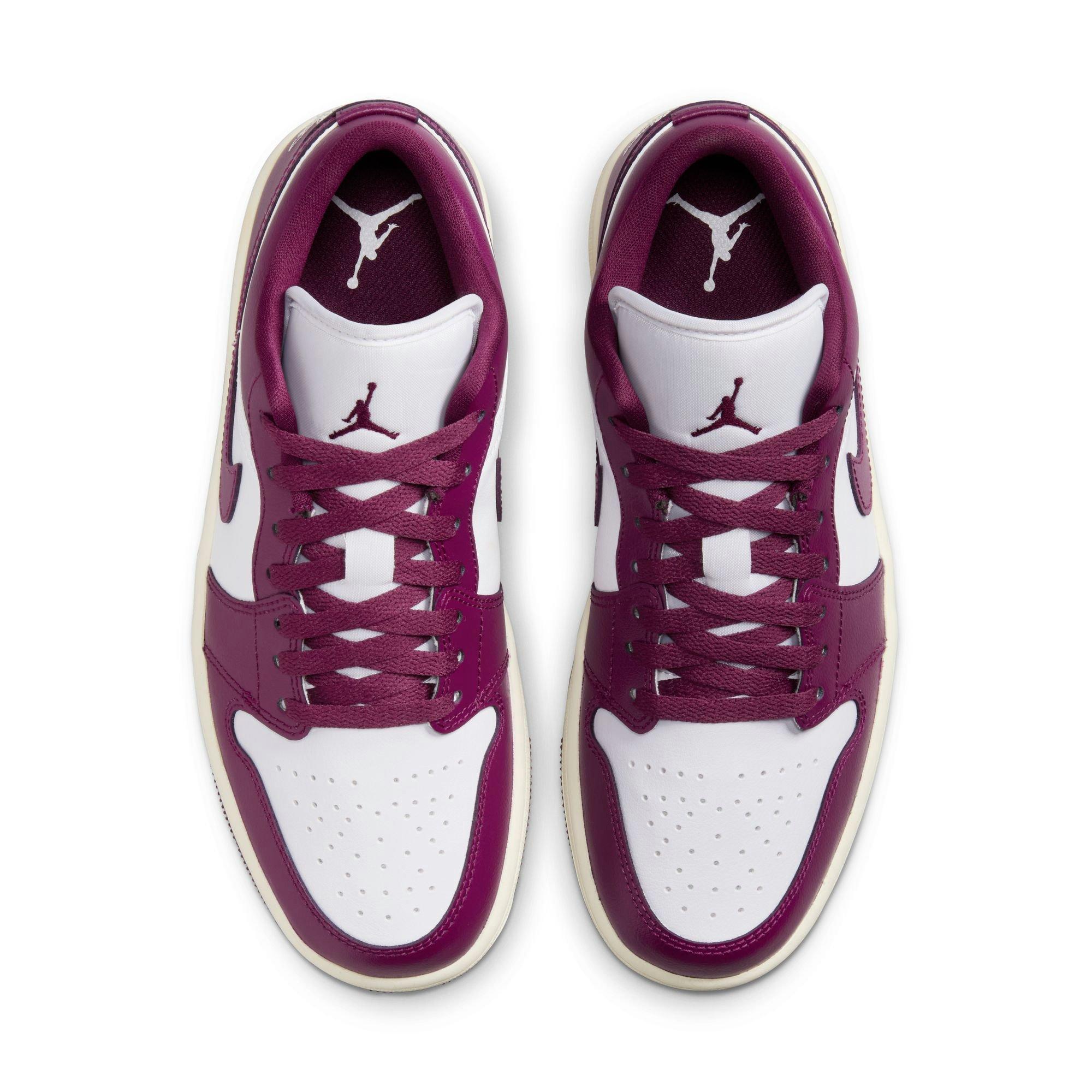 Jordan 1 Low "White/Bordeaux/Sail" Women's Shoe - WHITE/PURPLE Thumbnail View 7