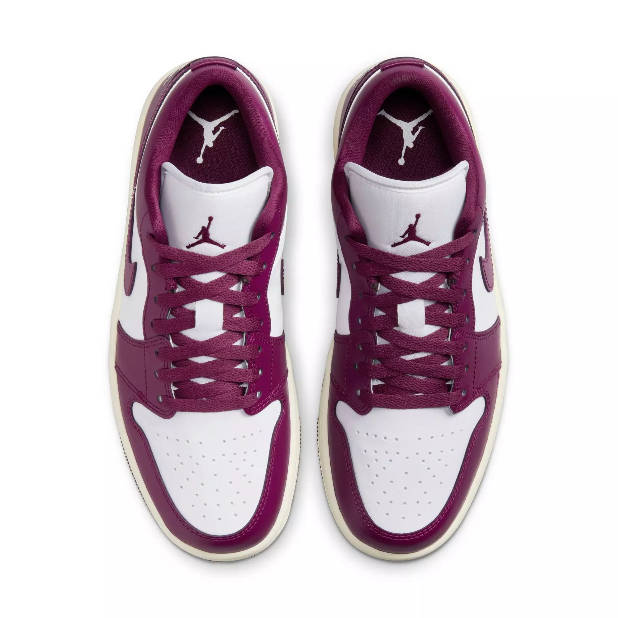 Jordan 1 Low "White/Bordeaux/Sail" Women's Shoe - WHITE/PURPLE