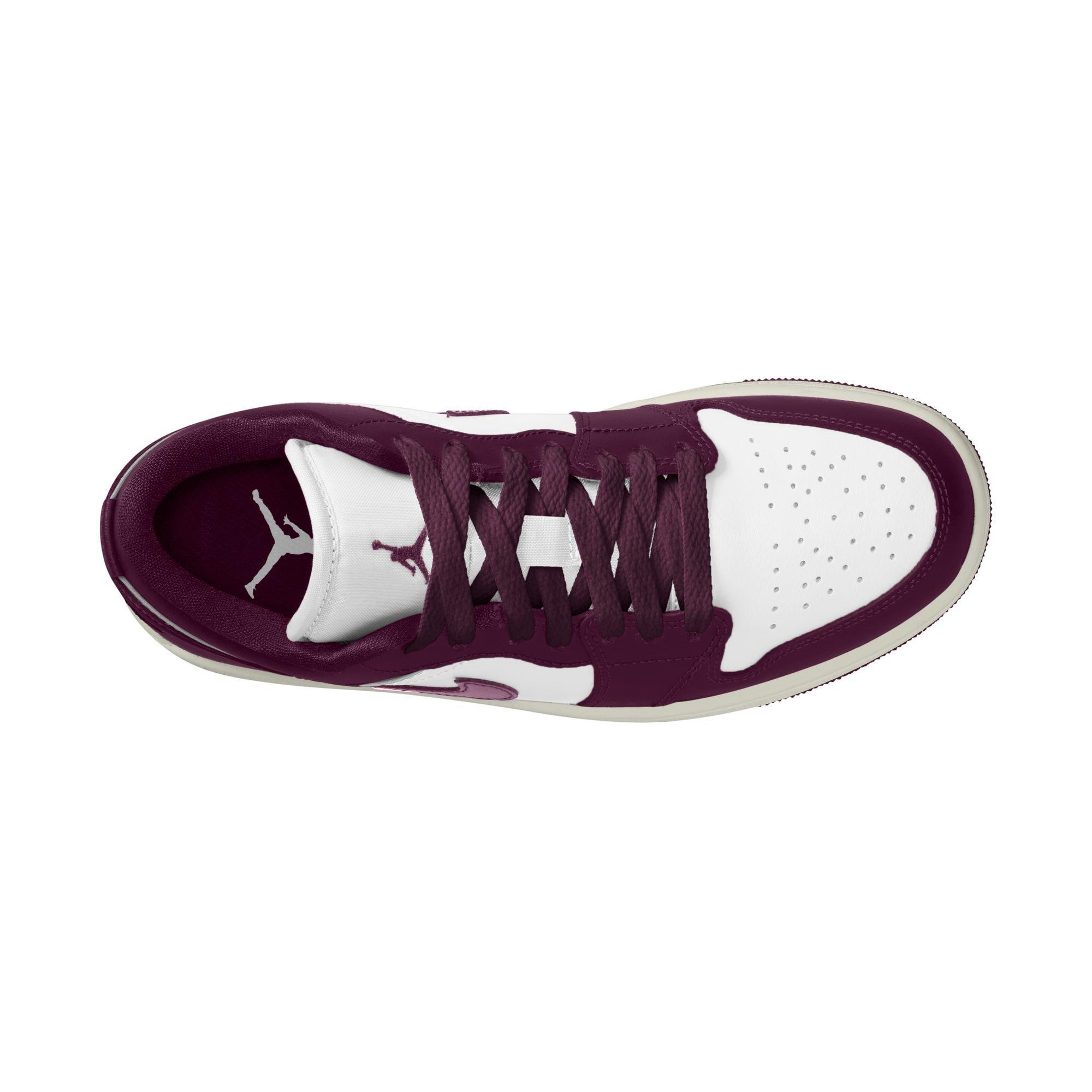 Jordan 1 Low "White/Bordeaux/Sail" Women's Shoe - WHITE/PURPLE Thumbnail View 8
